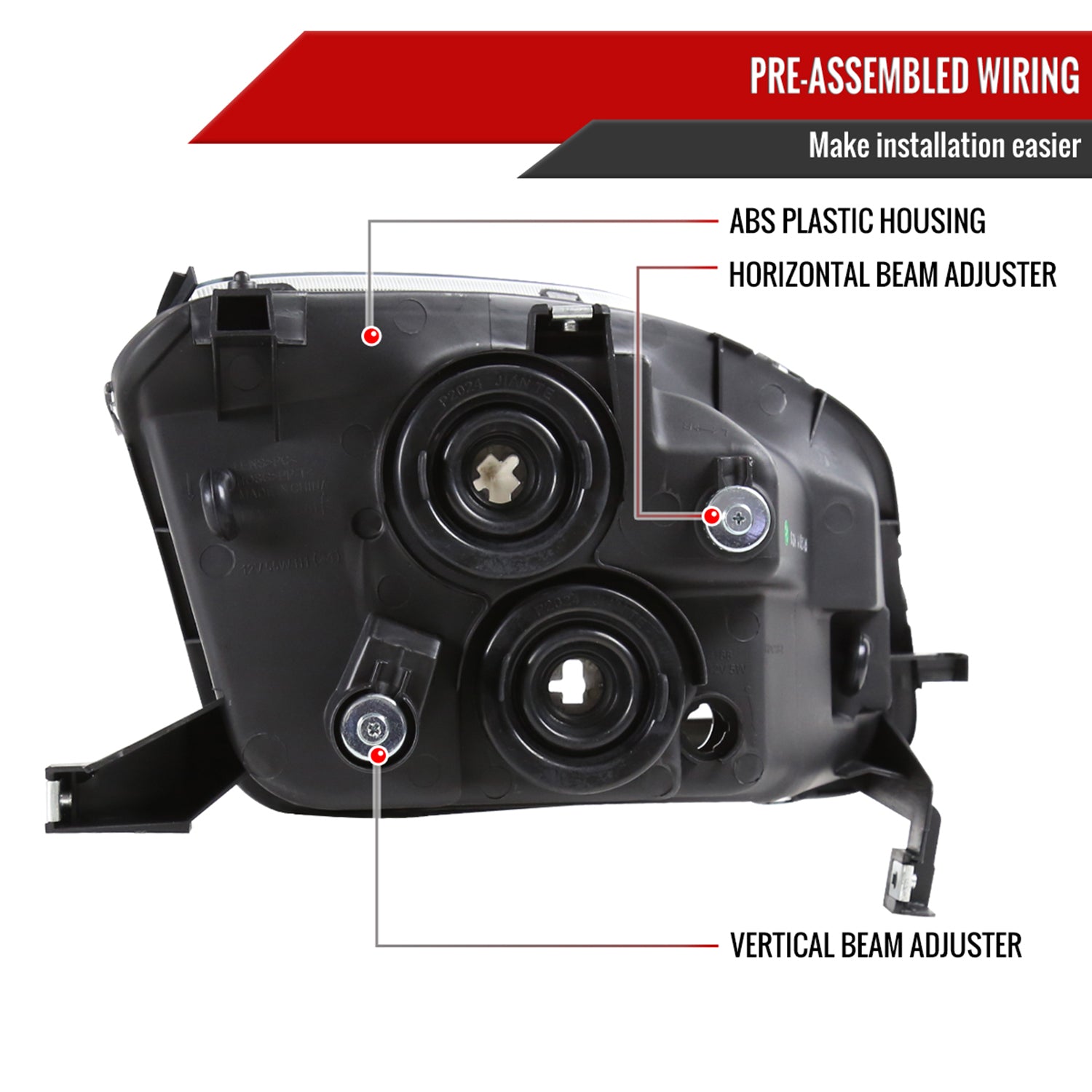 1997-2001 Honda Prelude Factory Style Headlights Matte Black/Clear Lens