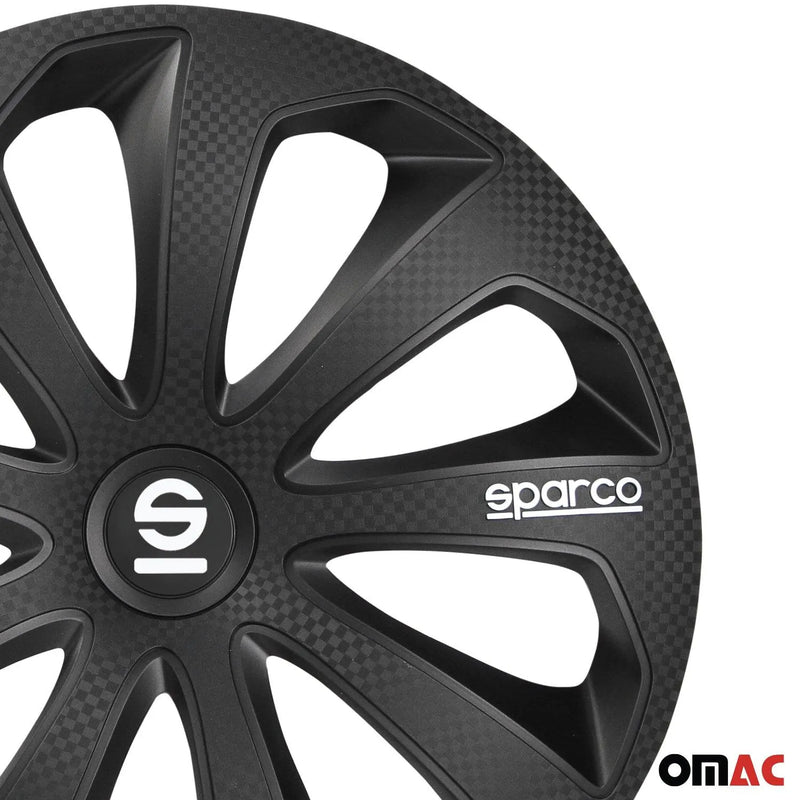 Sicilia Hub Caps Wheel Cover 15" Black Carbon Full Set 4 pcs.