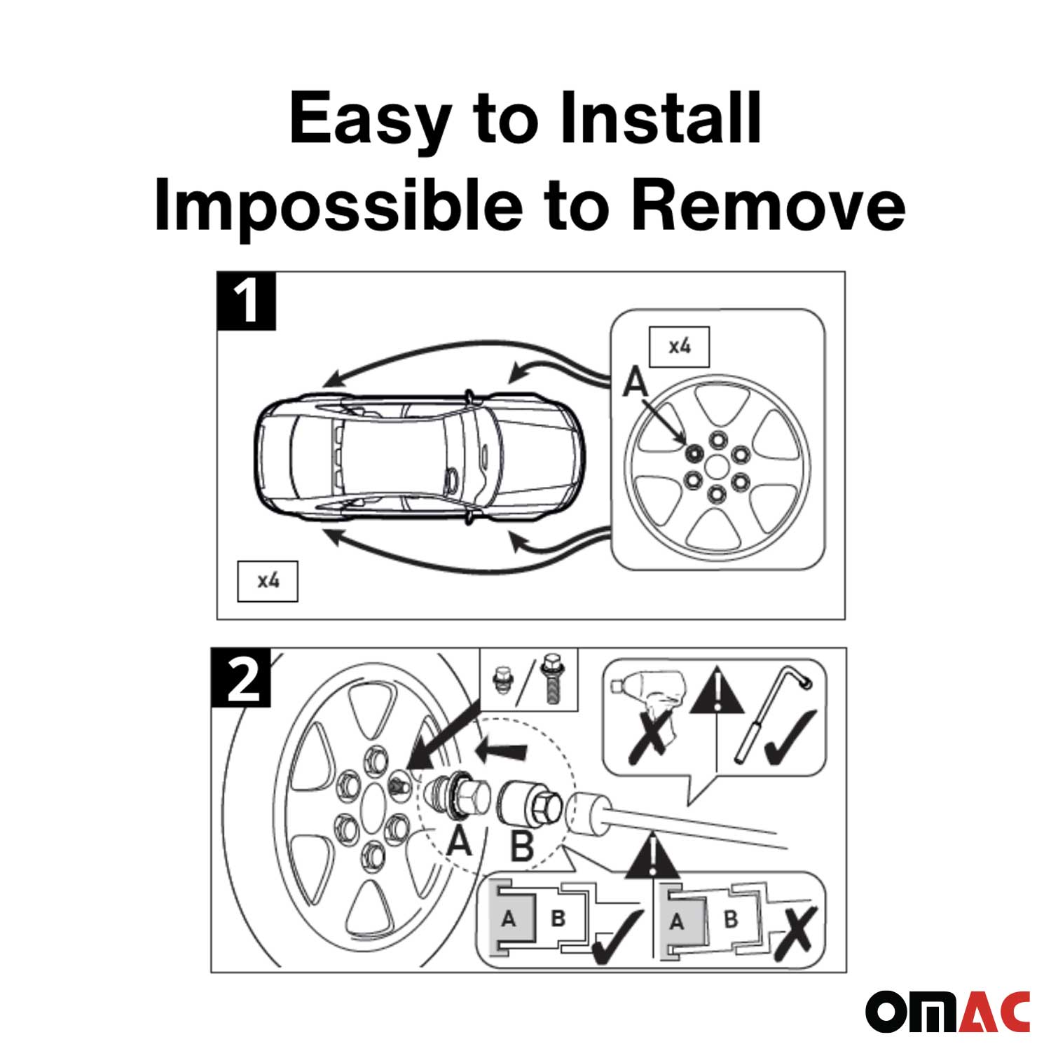 Wheel Lock Kit for LEXUS IS F IS Series NX300 M14 X 1.25 Black 4Locks&1Key