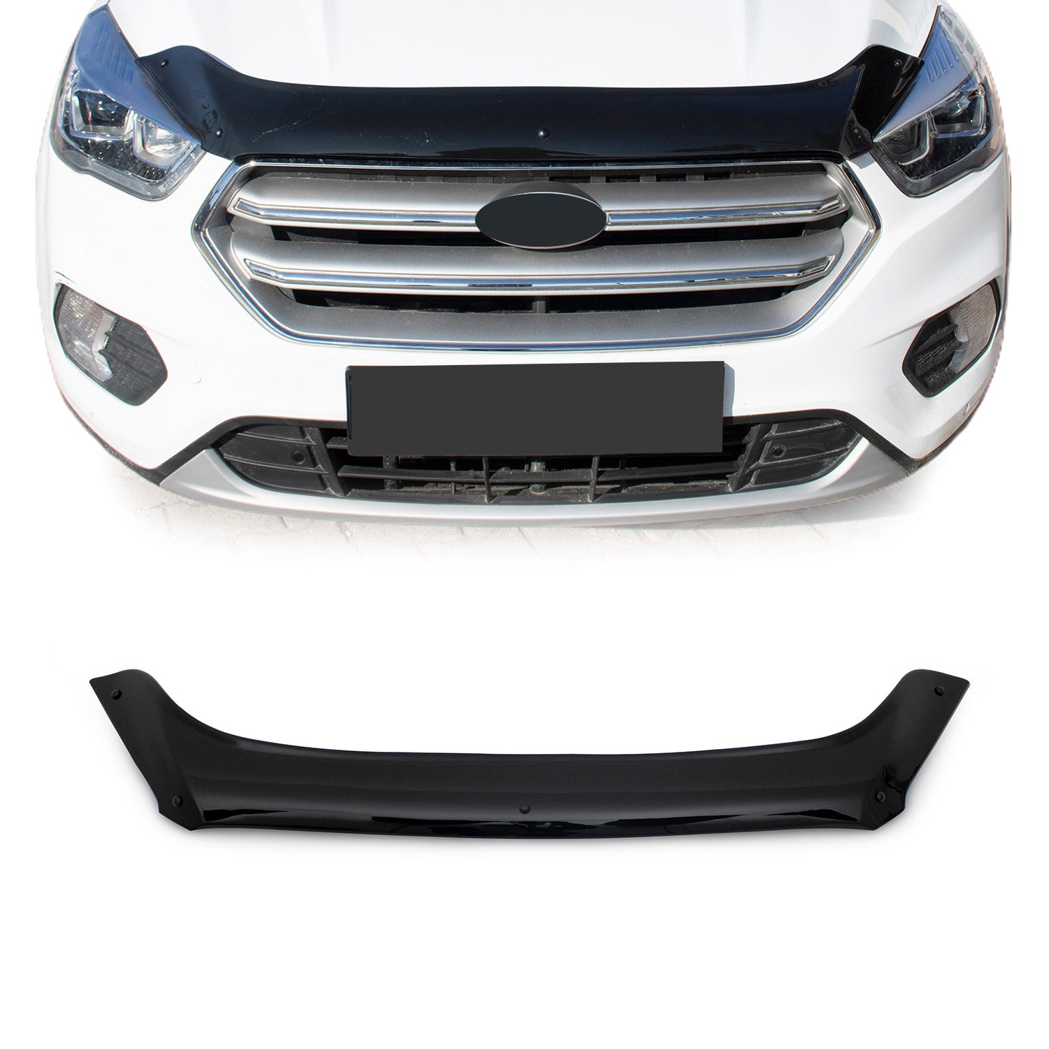 2017-2019 Ford Escape II Front Bug Shield Hood Deflector Guard Smoke Black