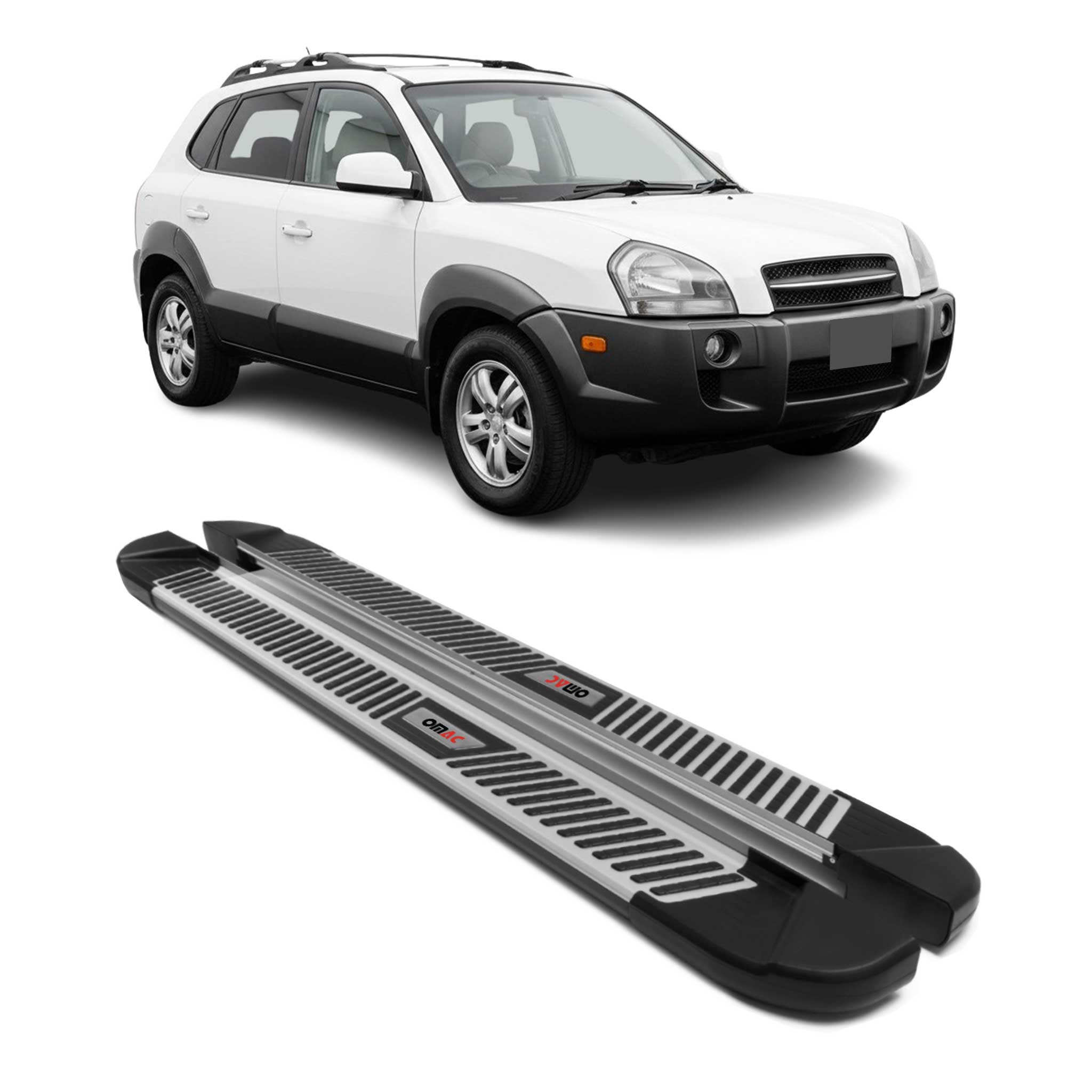 2005-2010 Kia Sportage Running Boards Side Steps Silver & Black
