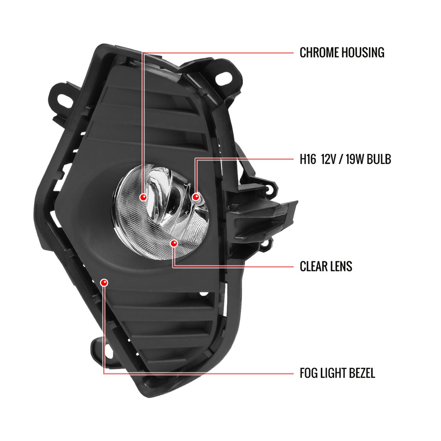2019-2022 Toyota RAV4 H16 Fog Lights Kit Chrome Housing/Clear Lens