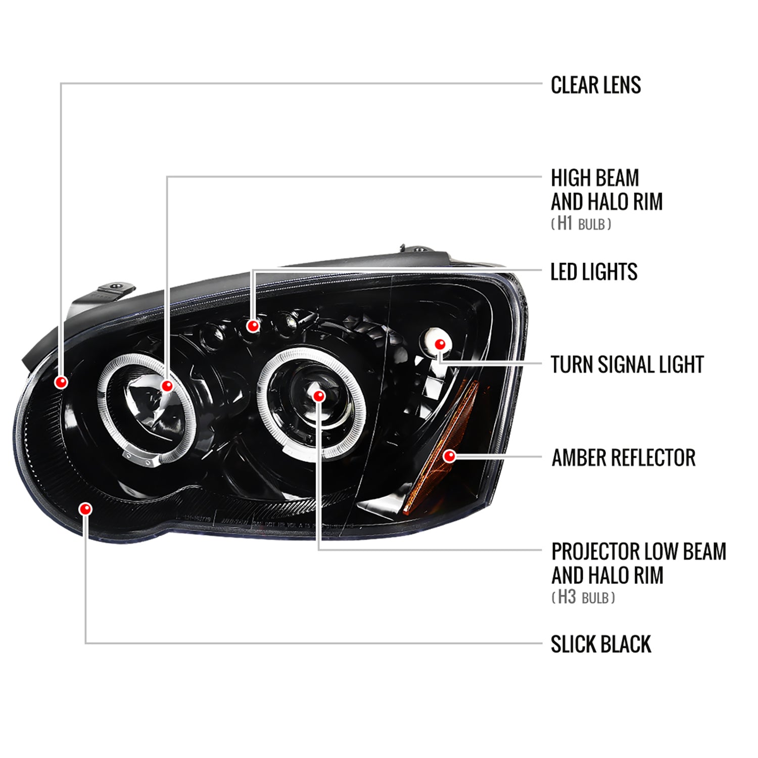 2004-2005 Subaru Impreza WRX/STI Outback Projector Headlights Jet Black