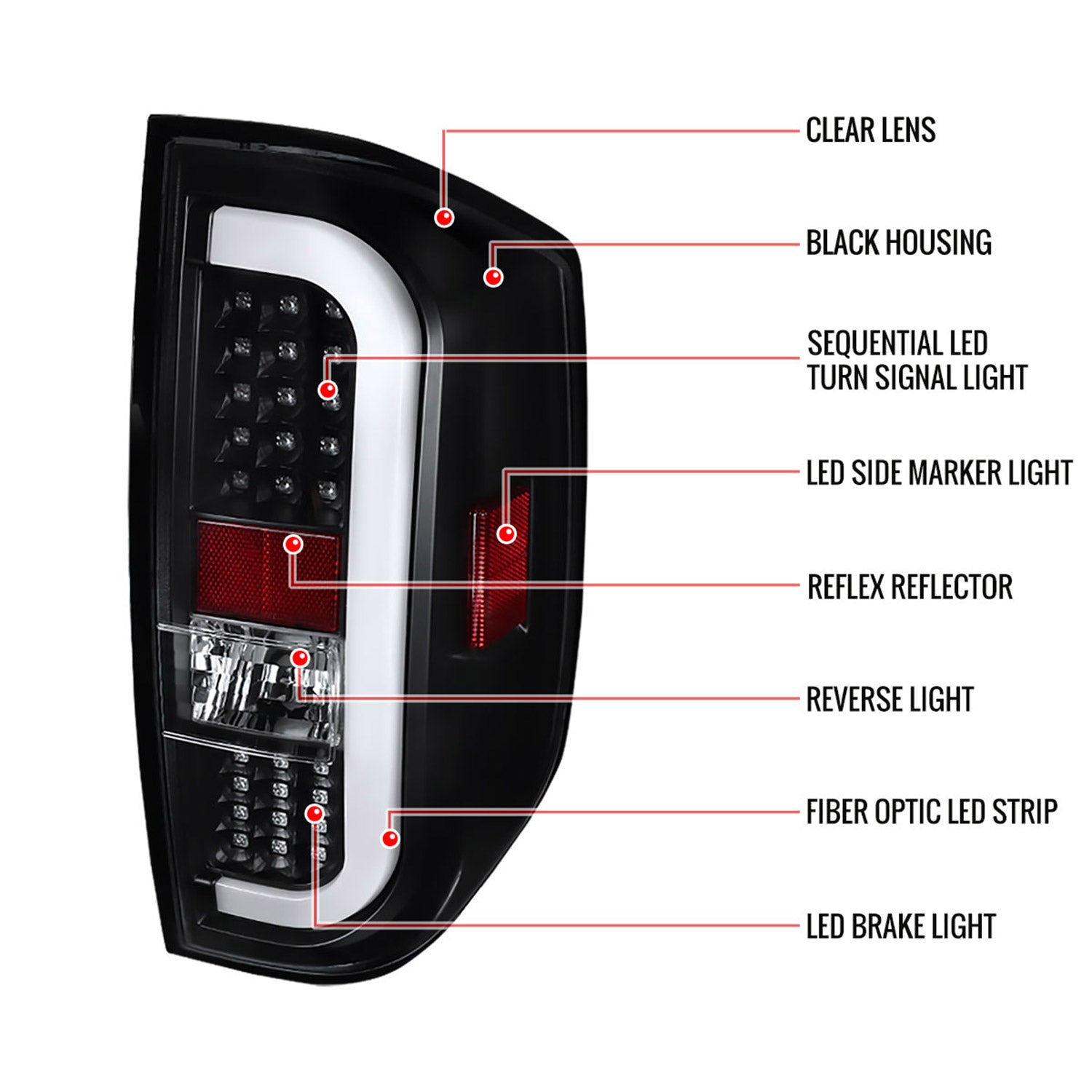 2014-2021 Toyota Tundra Sequential LED Tail Lights Matte Black/Clear Lens