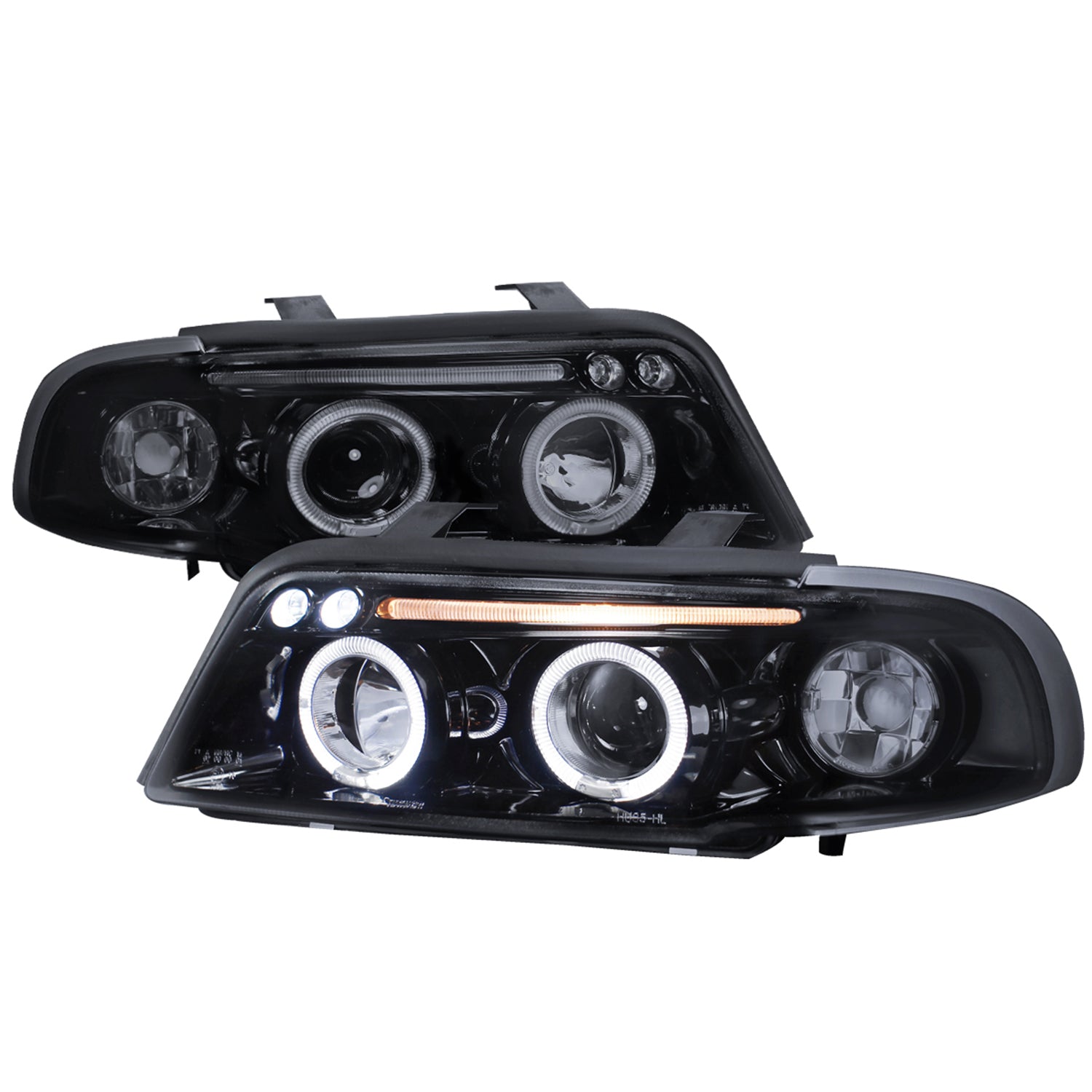 1996-1999 Audi A4 Dual Halo Projector Headlights Glossy Black/Smoke Lens