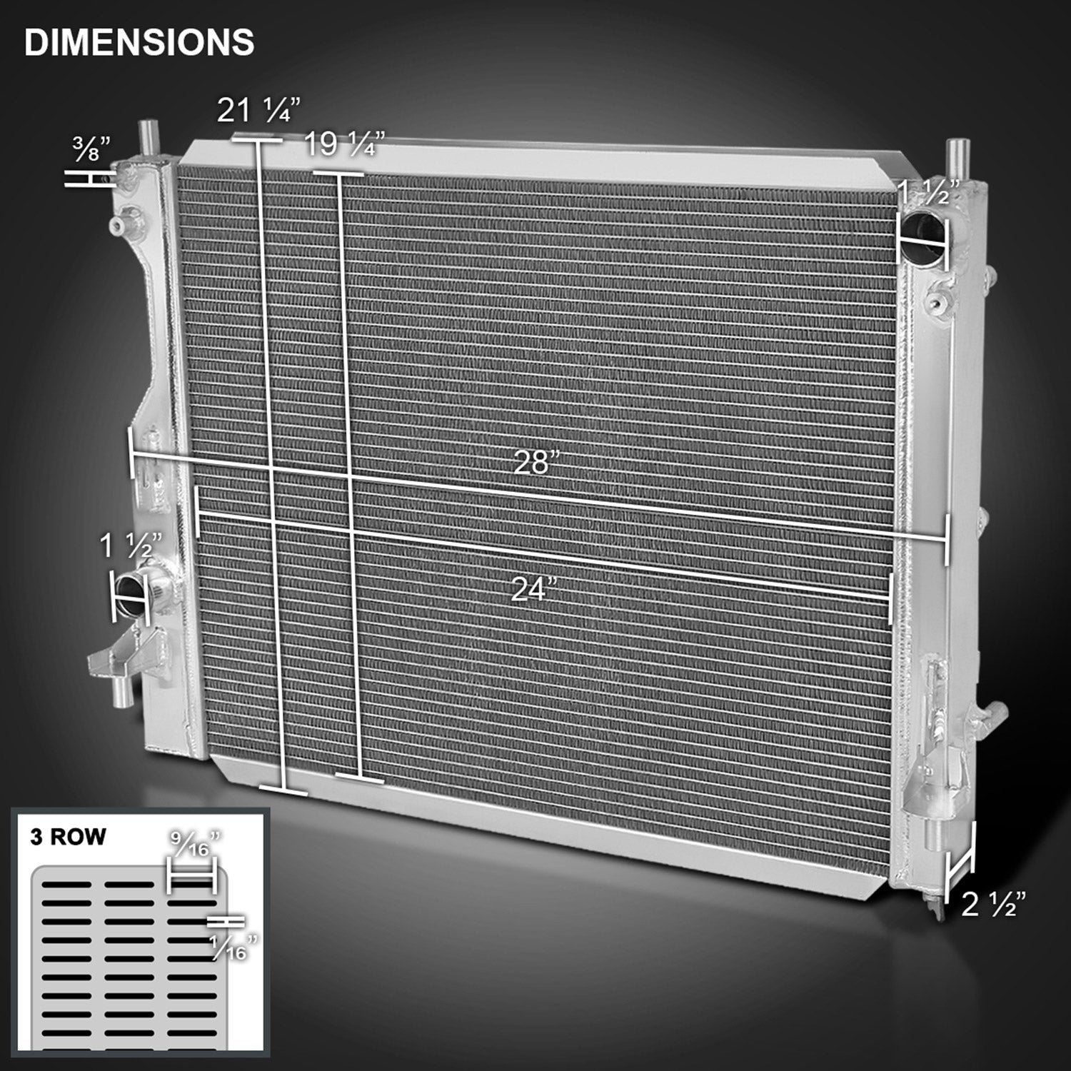 2005-2014 Ford Mustang V6 V8 Aluminum 3-Row Performance Radiator