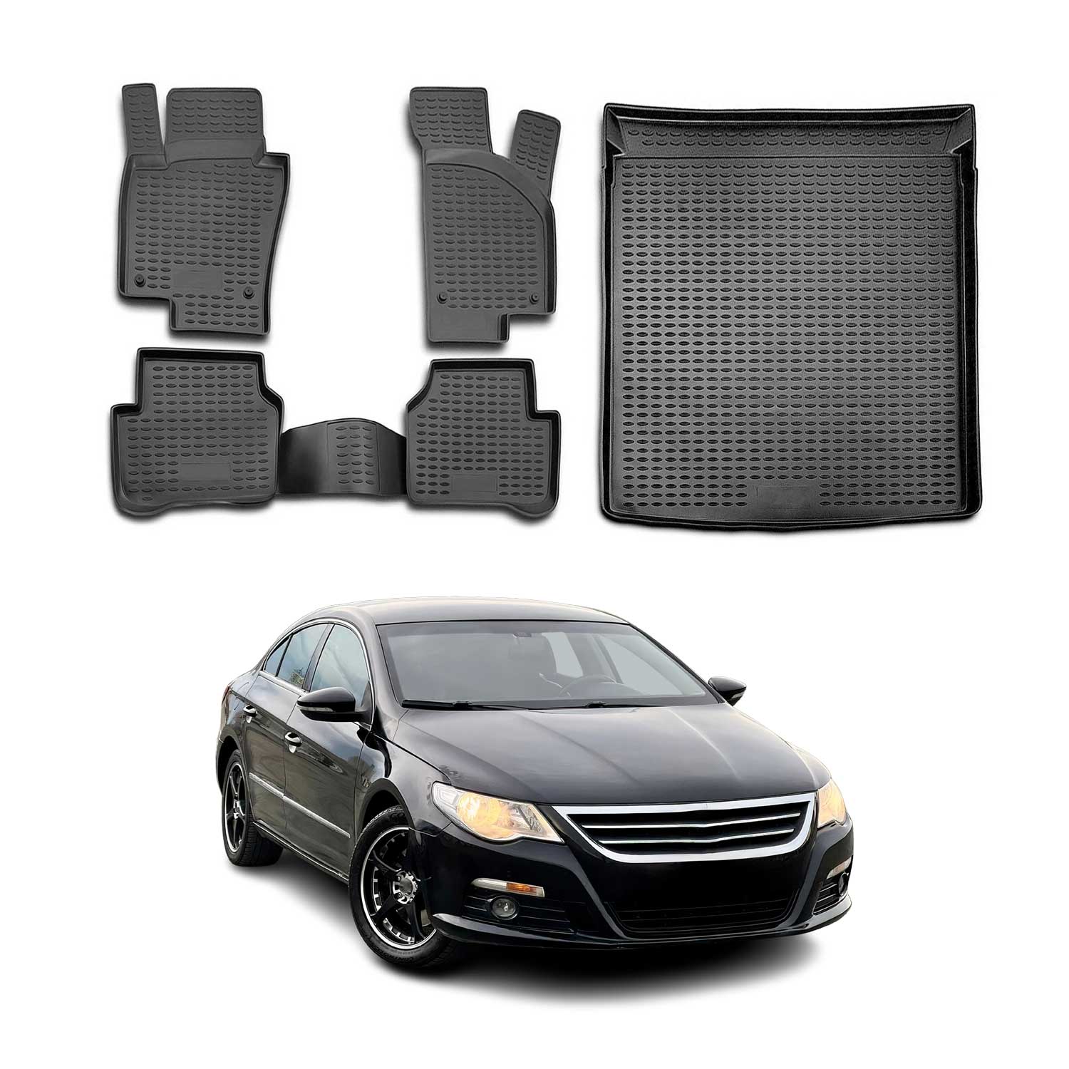2009-2017 VW CC Floor Mats & Cargo Liner Full Set All Weather Black