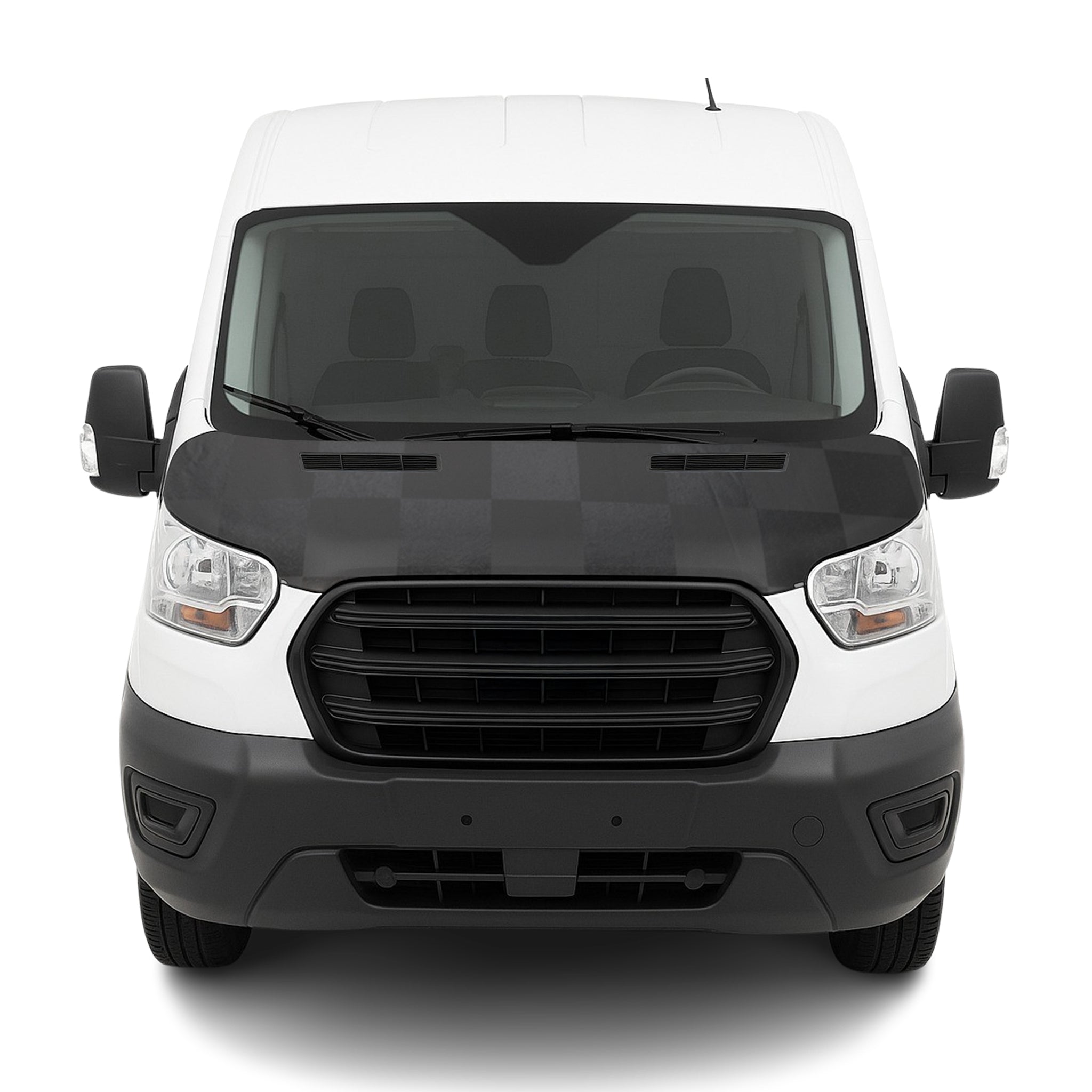 2015-2025 Ford Transit Car Bonnet Mask Hood Bra Black Full Cover Chequered