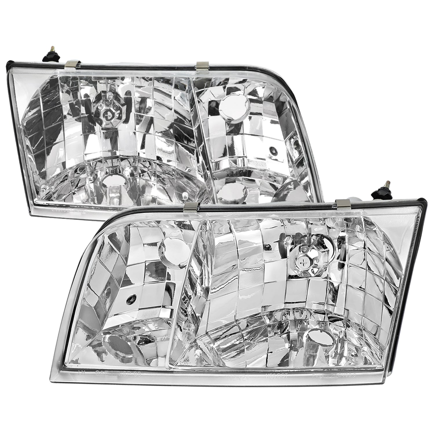 1998-2011 Ford Crown Victoria Factory Style Headlights Chrome/Clear Lens