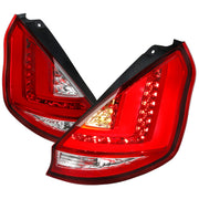 2011-2013 Ford Fiesta Hatchback LED Tail Lights Chrome Housing/Red Lens
