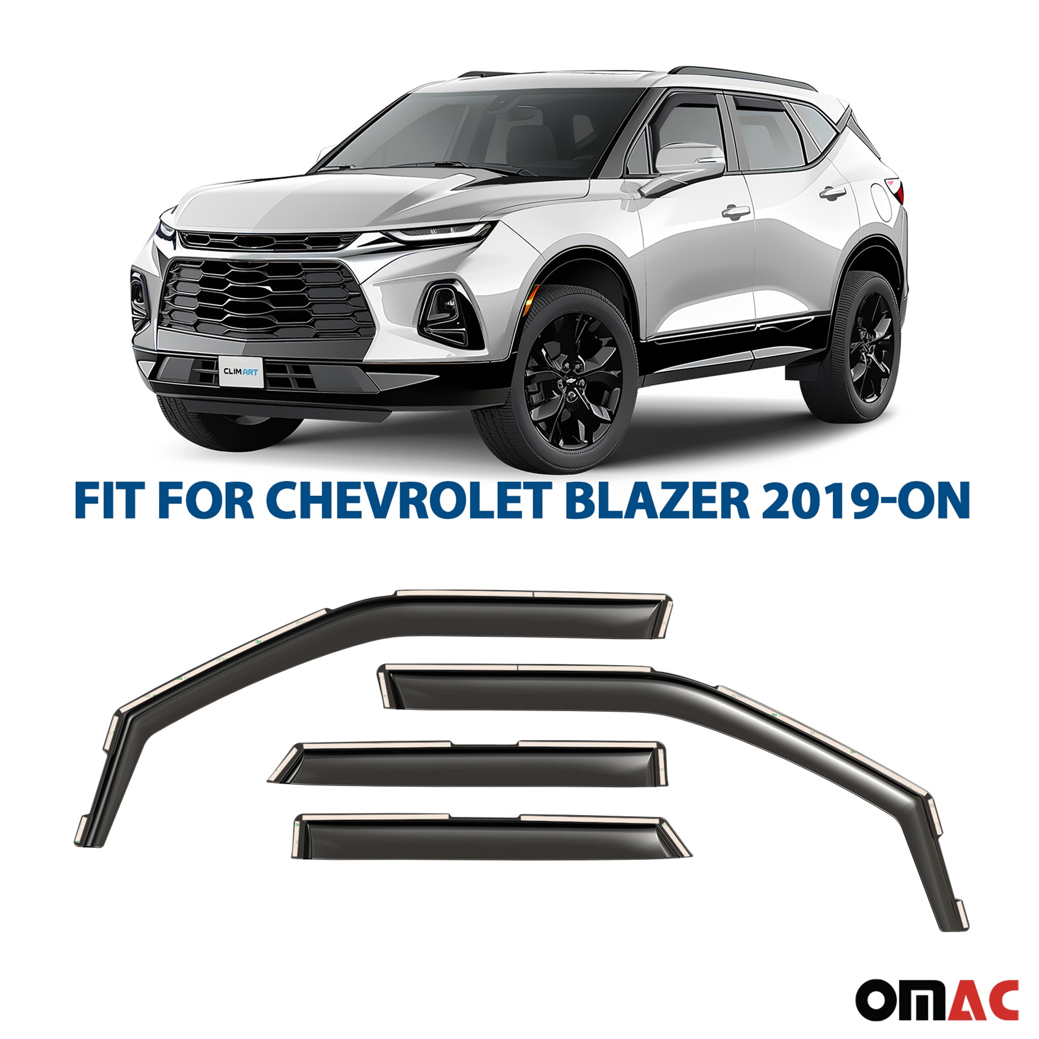 Clim Art Wind Deflectors for Chevrolet Blazer 2019-2025 Shatterproof 4 Pcs