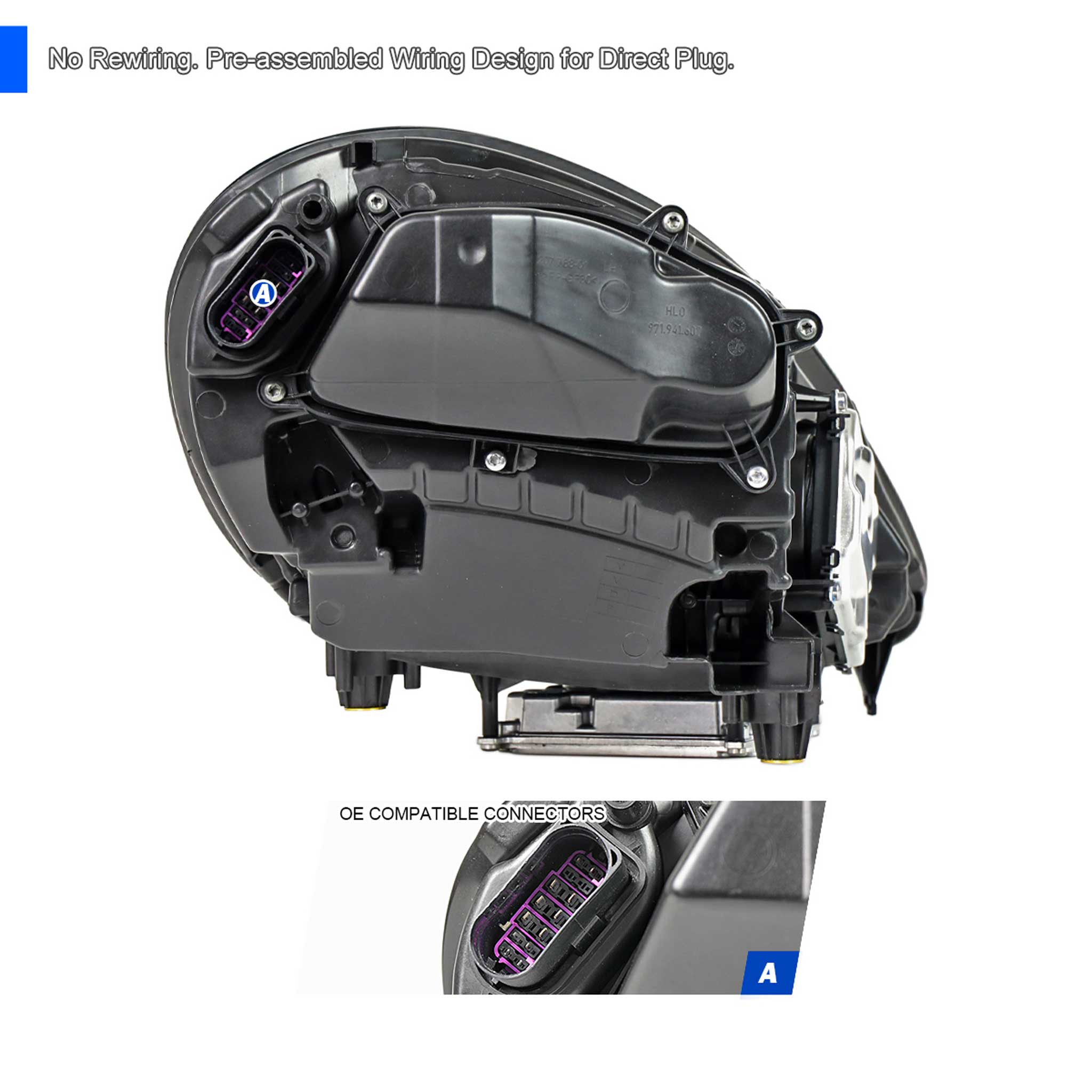 For Porsche Panamera 2017-2022 Matrix LED Projector Headlights DRL Matte Black Clear Lens Glossy Trim