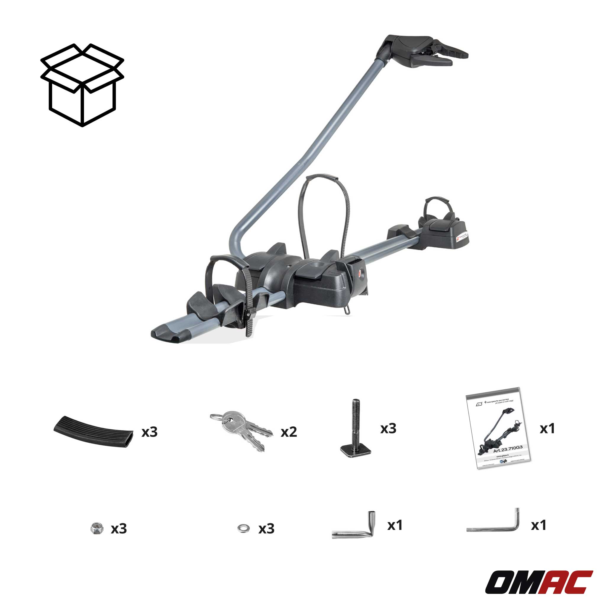 G3 Roof Bike Rack 360° Rotating Arm Aluminium 1 Bike 44.1lb Lockable