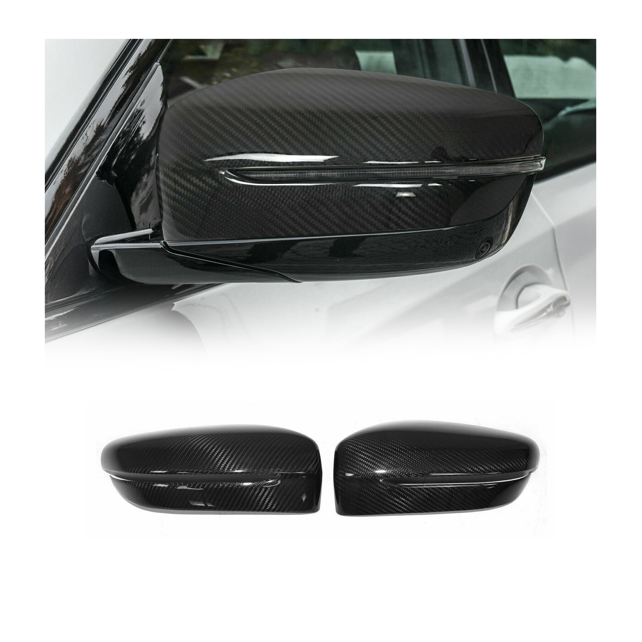 2020-2025 BMW 8 Series G15 Coupe Side Mirror Cover Caps Carbon Fiber 2Pcs