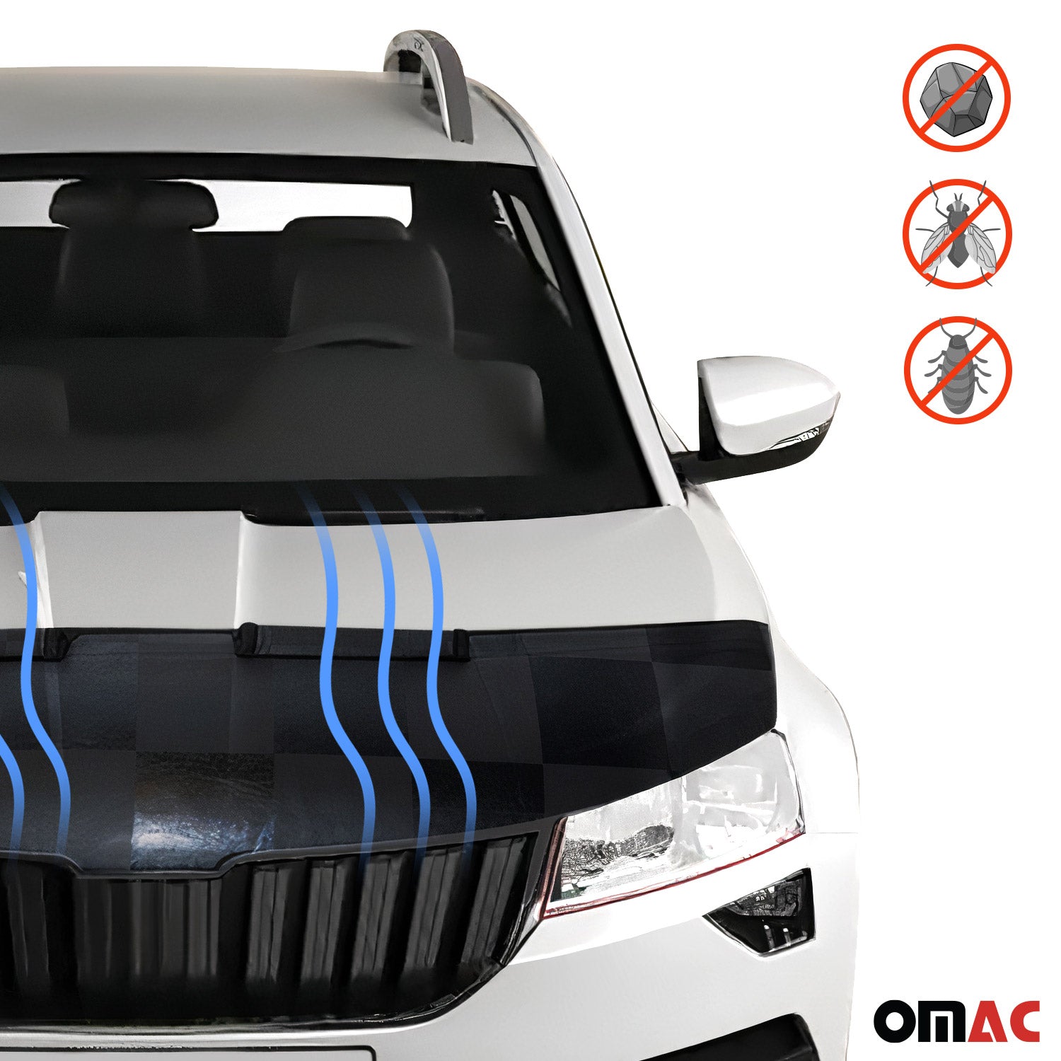2015-2026 Ford Transit Car Bonnet Mask Hood Bra Black Chequered 1 Pc