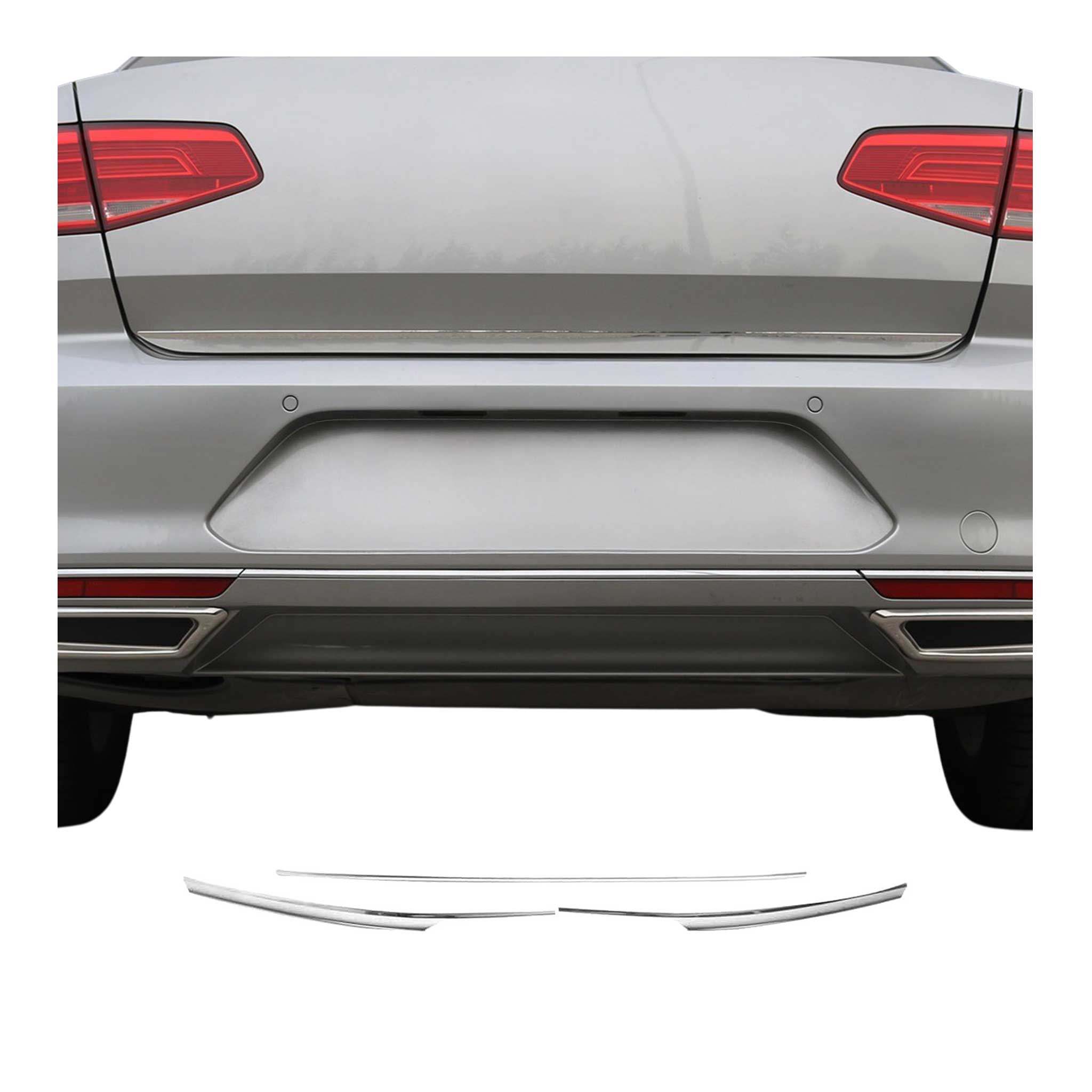2020-2022 VW Passat B8 Rear Trunk Molding Trim Stainless Steel Silver 3 Pcs