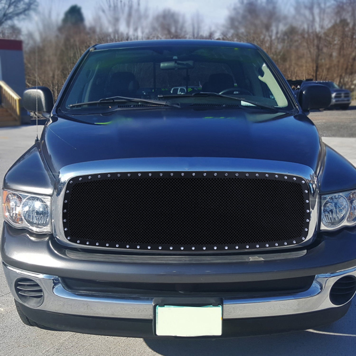 2002-2005 Dodge RAM 1500/2500/3500 Rivet Style Black Steel Mesh Grille Insert