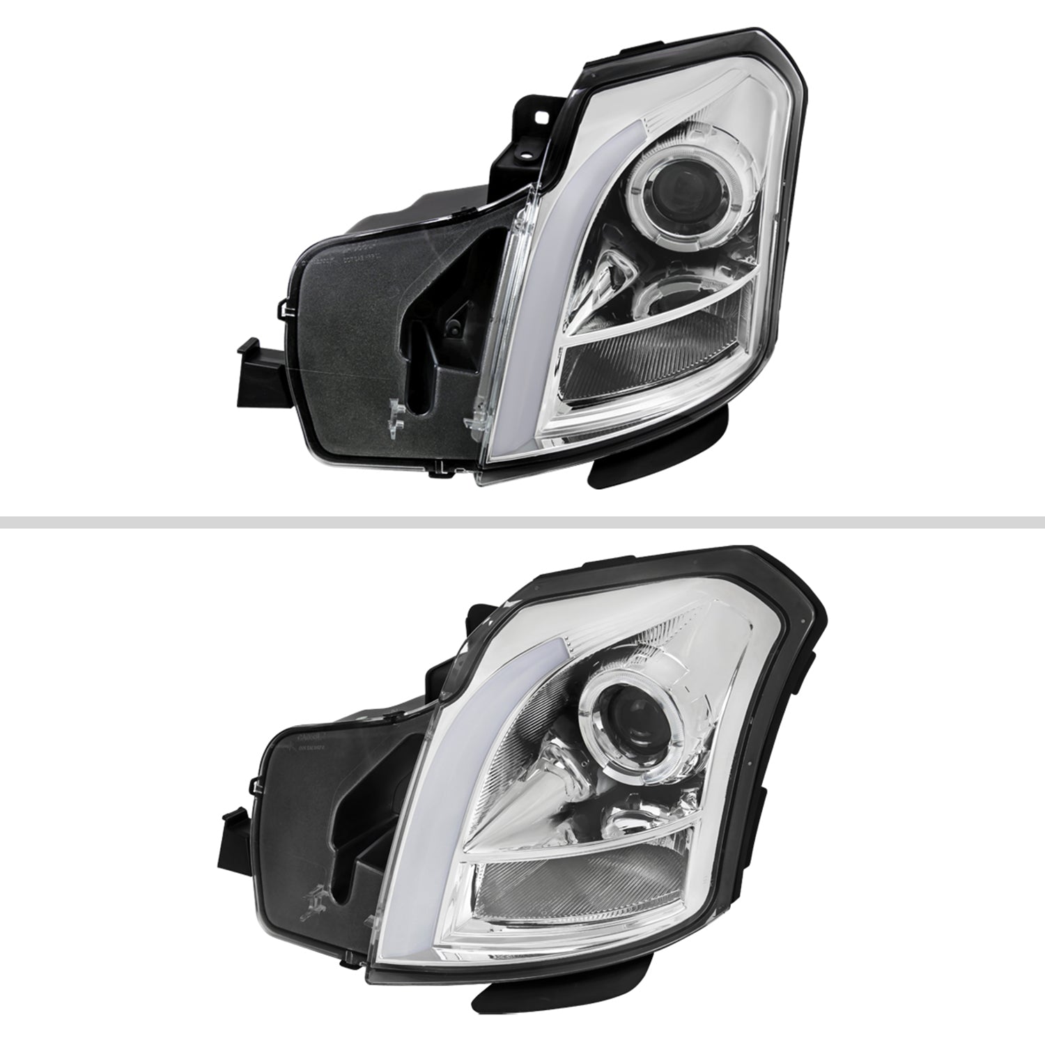 2003-2007 Cadillac CTS Halo LED Turn Signal Projector Headlights Chrome