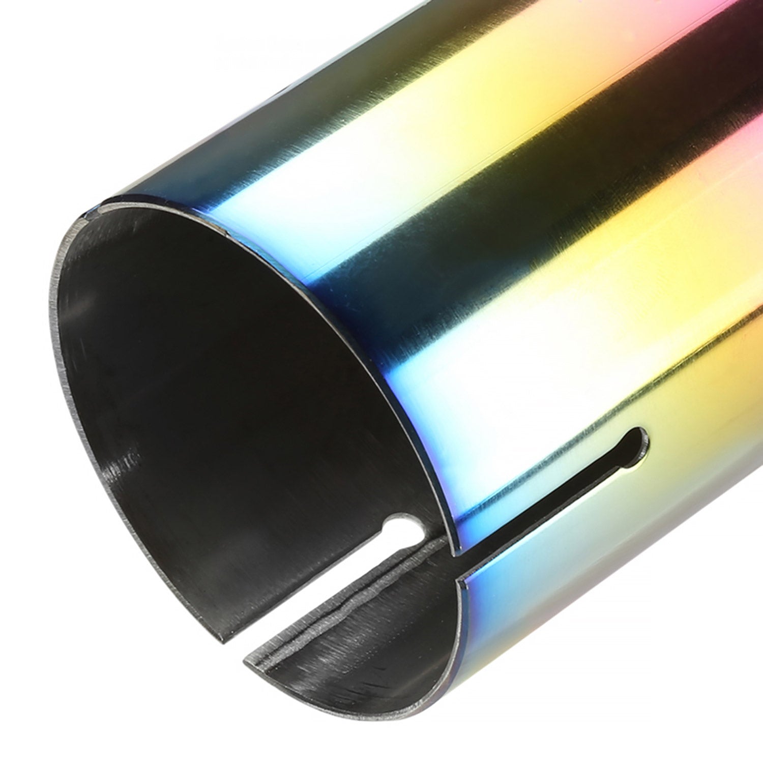 Universal 2.5" Inlet/4.125" Outlet Rainbow Steel Burnt Purple Exhaust Tips 2Pcs