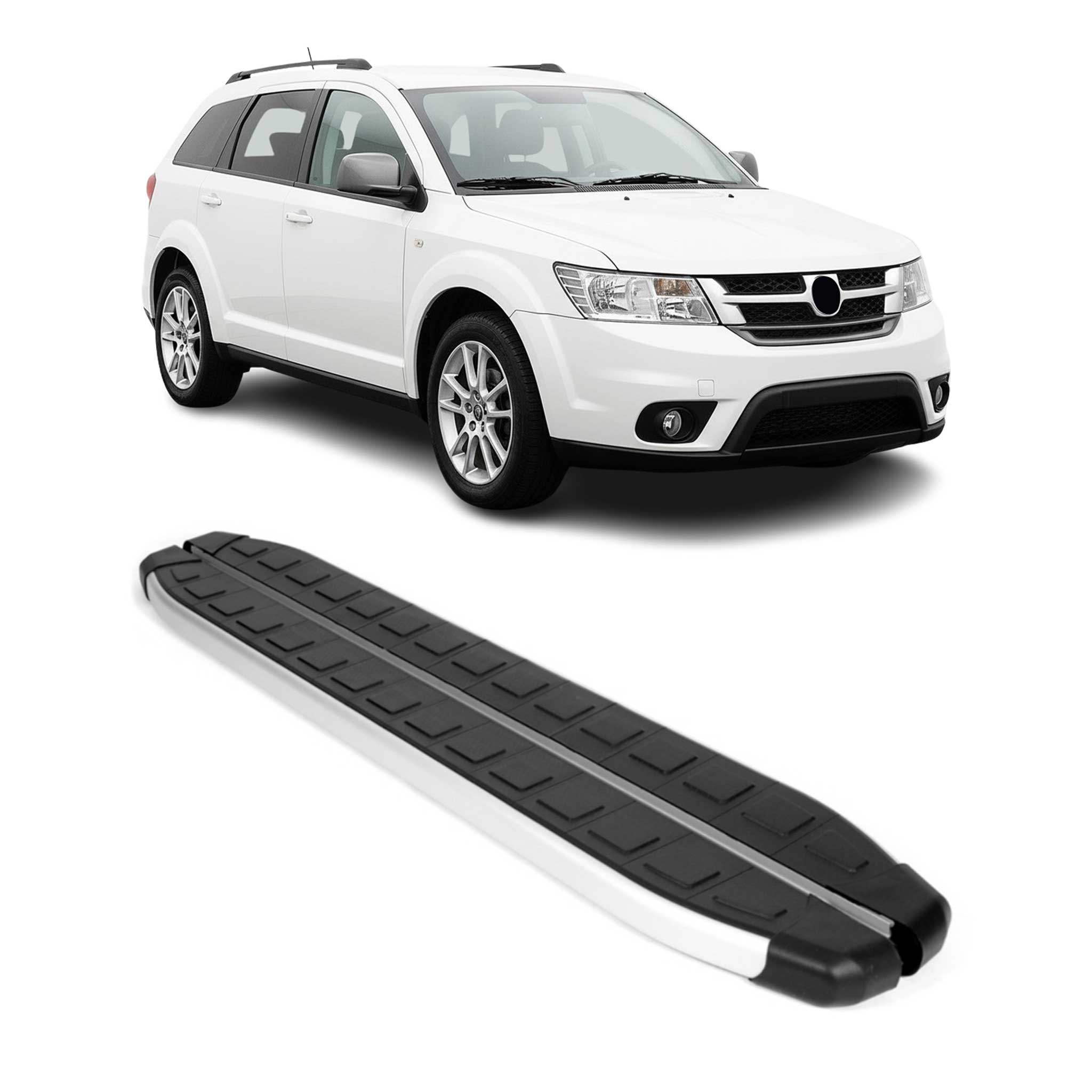 2009-2020 Dodge Journey Running Boards Side Steps Silver & Black