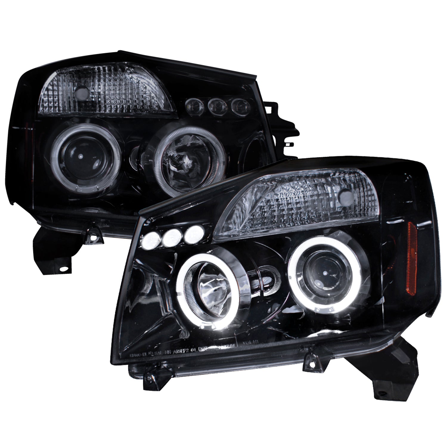 2004-2015 Nissan Titan/ 2004-2007 Armada Dual Halo Projector Headlights Black