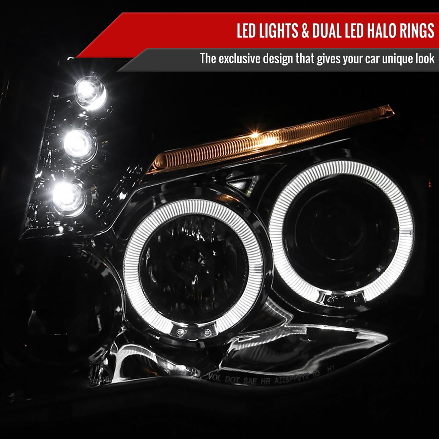 2005-2011 Toyota Tacoma Dual Halo Projector Headlights Chrome/Clear Lens