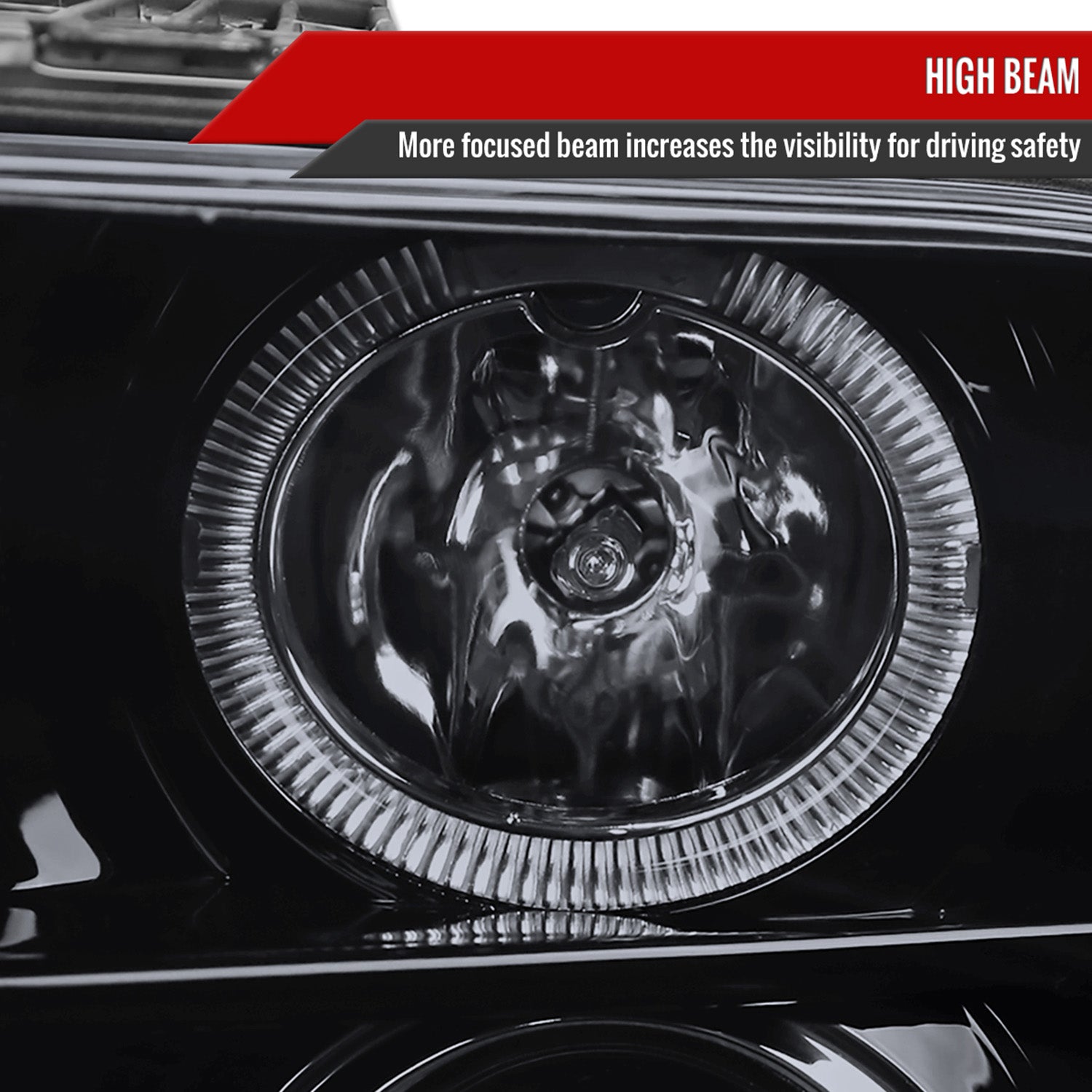 2005-2009 Ford Mustang Halo Projector Headlights LED Light Strip Black/Smoke