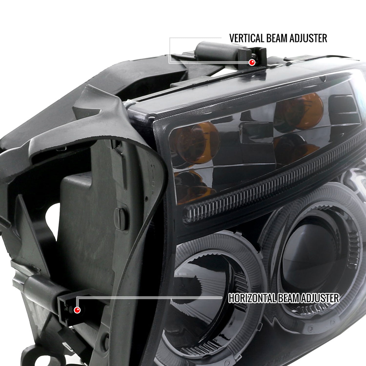 1997-2004 Dodge Dakota/ 1998-2003 Durango Dual Halo Projector Headlights Smoke