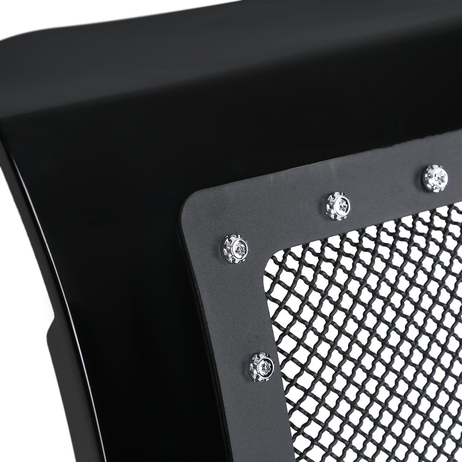 2009-2014 Ford F-150 Glossy Black ABS Rivet Style Grille w/ S.Steel Mesh