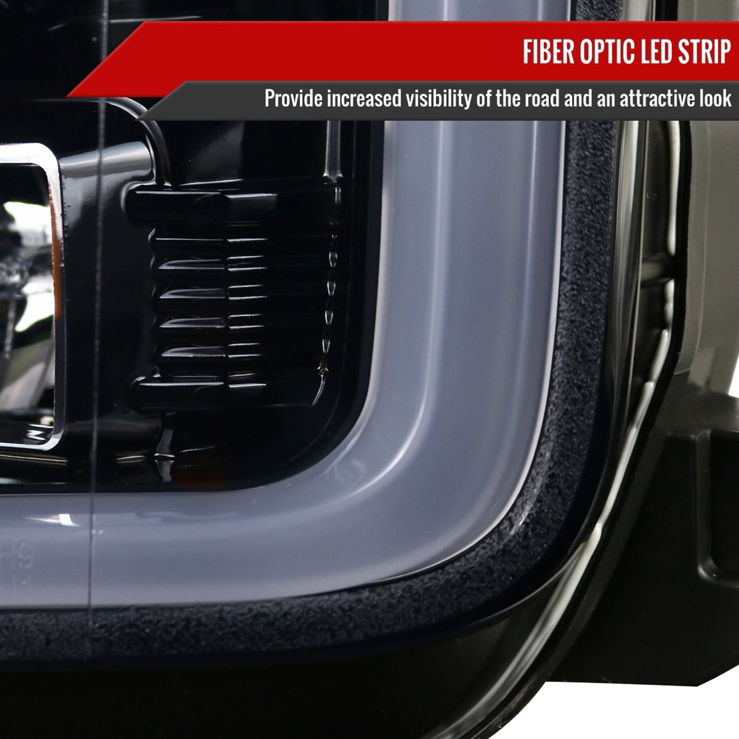 2015-2017 Ford F-150 LED Bar Outline Projector Headlights Glossy Black/Smoke