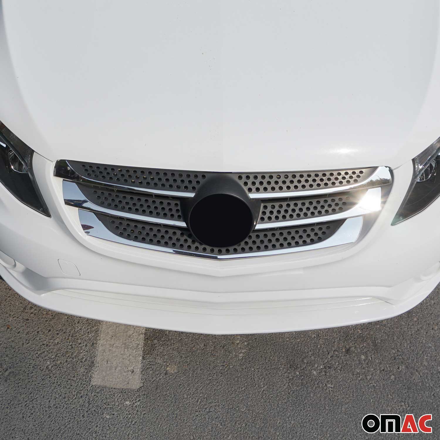 Front Bumper Grill Trim Molding for Mercedes Metris 2016-2020 S.Steel Chrome 5x