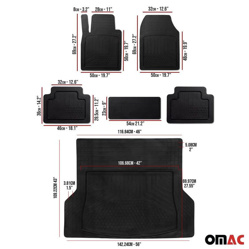 2020-2024 Mercedes GLE Class W167 Semi-Custom fit Floor Mats & Trunk Mat Black