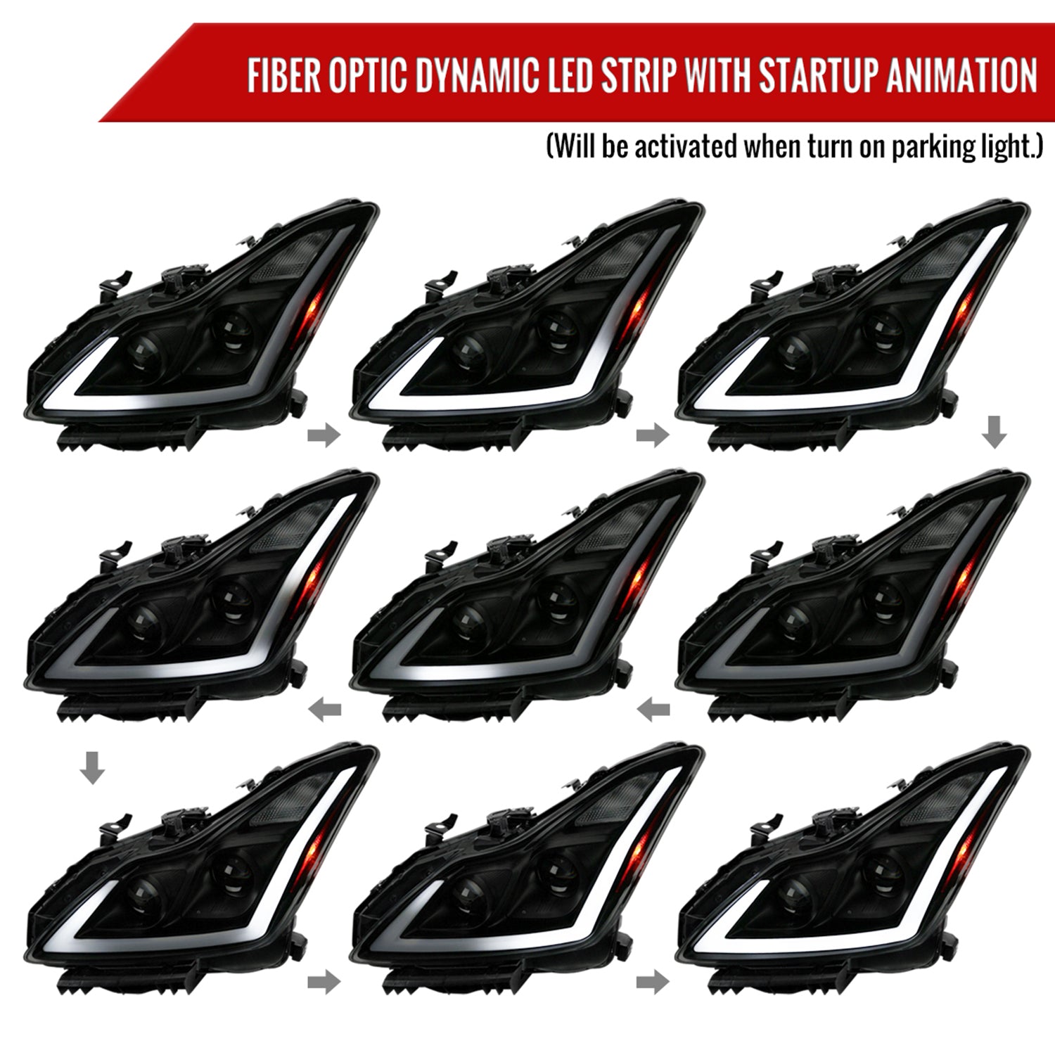 2008-2013 Infiniti G37/14-2015 Q60 Coupe/Convertible LED Signal Headlights Smoke