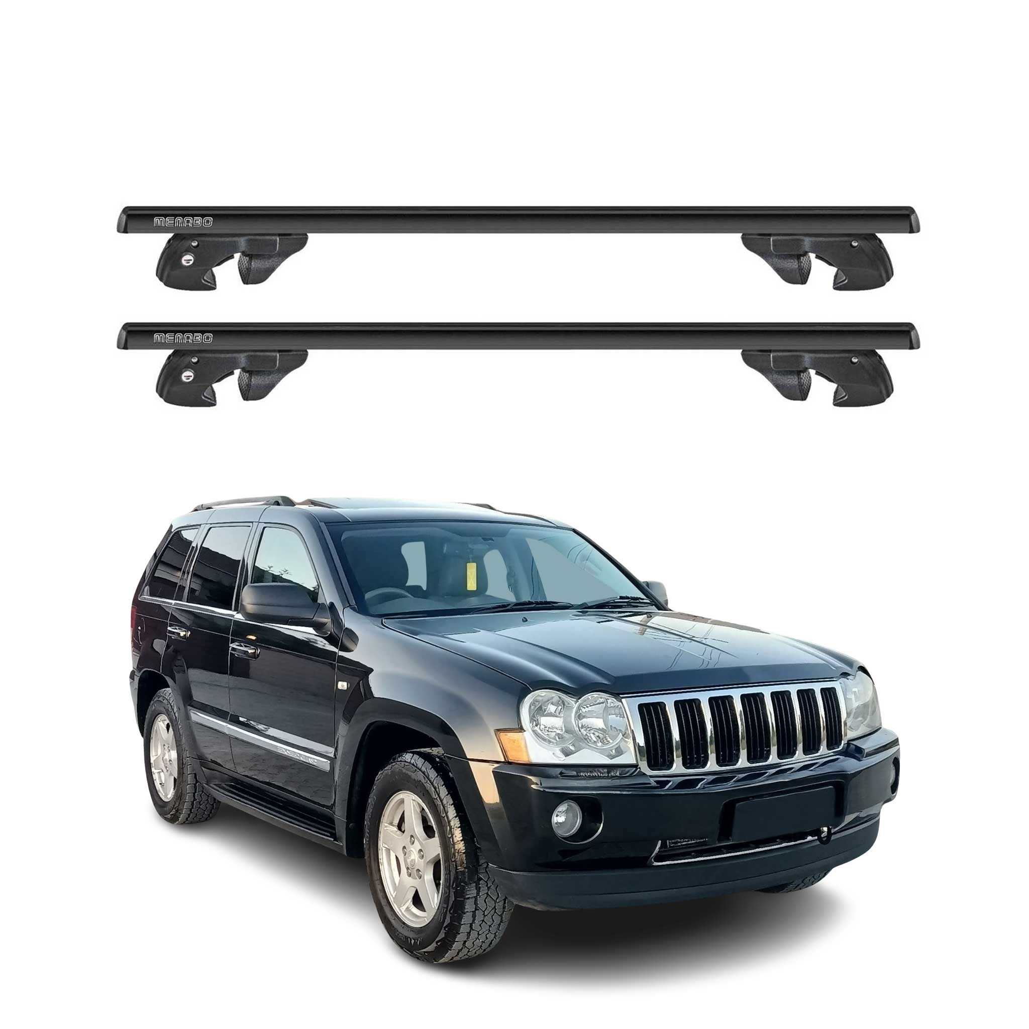2005-2010 Jeep Grand Cherokee Roof Rack Cross Bars Black