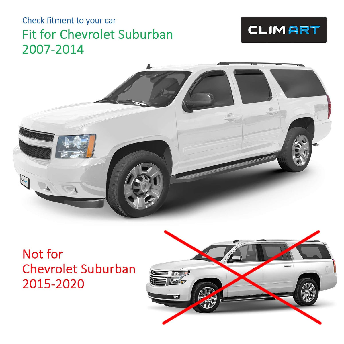 Clim Art Wind Deflectors for Chevrolet Suburban 1500 2500 2007-2014 Dark Smoke