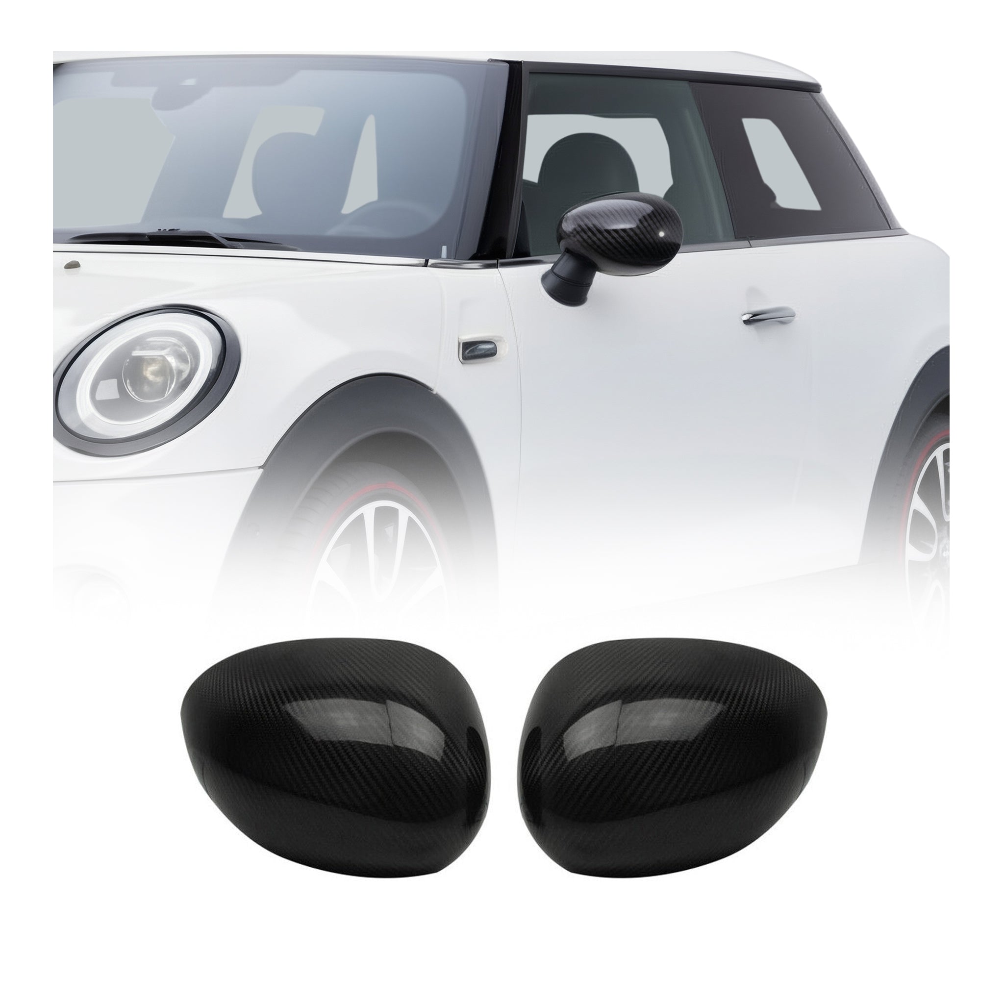 2014-2024 Mini Cooper F55 F56 Side Mirror Cover Caps Carbon Fiber Black 2Pcs