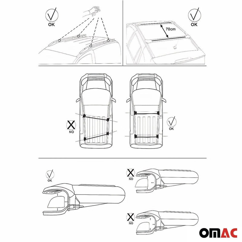 Roof Rack Cross Bars Luggage Carrier for Mercedes Metris 2016-2024 Alu Black 3x - OMAC USA