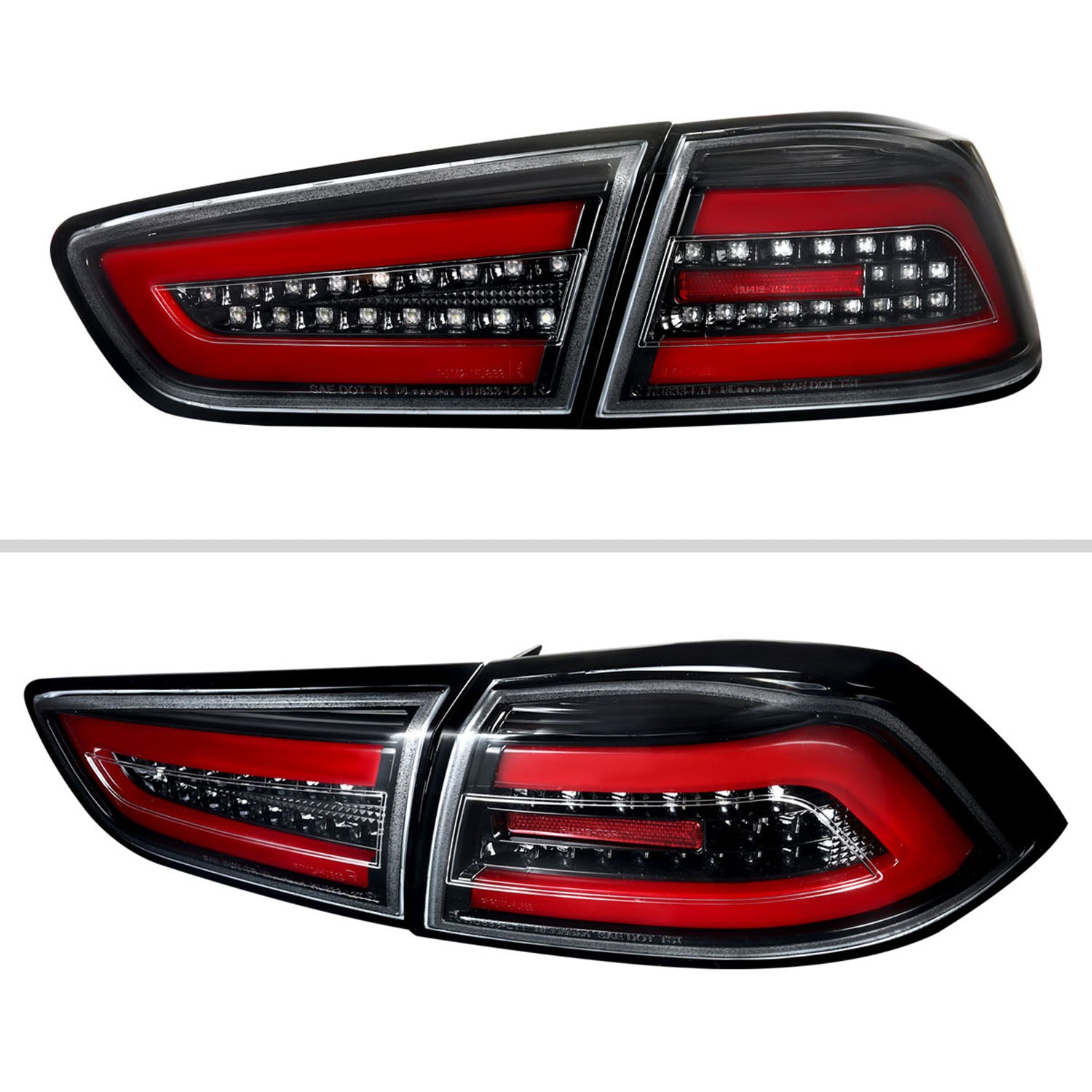 2008-2017 Mitsubishi Lancer / 2008-2015 Lancer EVO X LED Tail Lights Jet Black