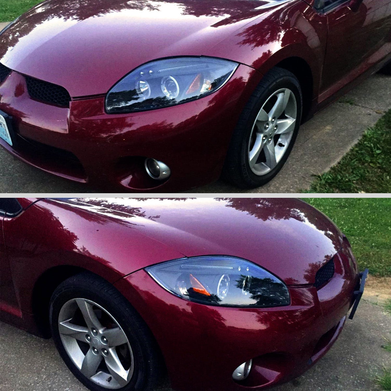 2006-2011 Mitsubishi Eclipse Dual Halo Projector Headlights Matte Black/Clear