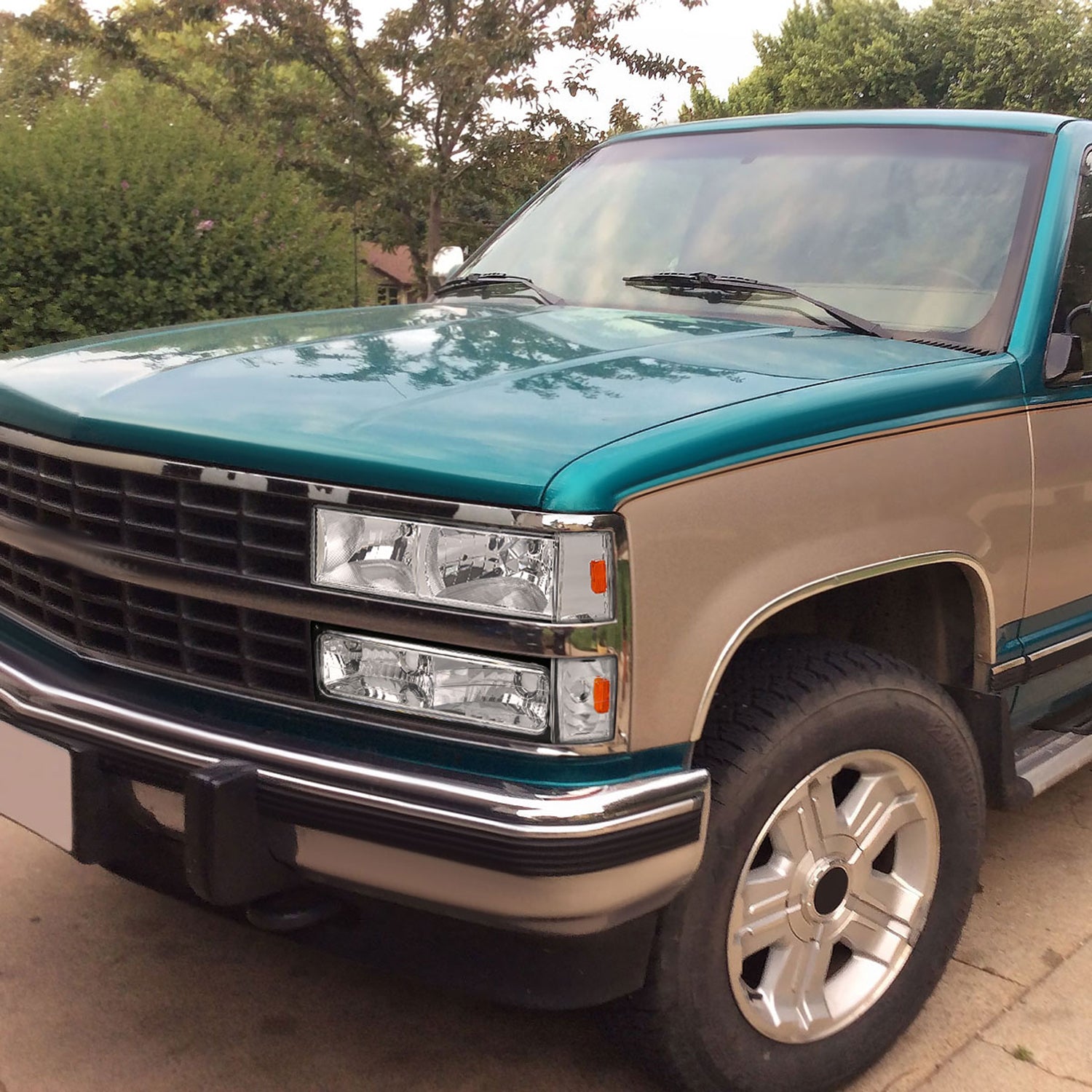 1988-1993 Chevy C/K Blazer/Tahoe/ Sierra/Yukon Headlights Lights Set Chrome