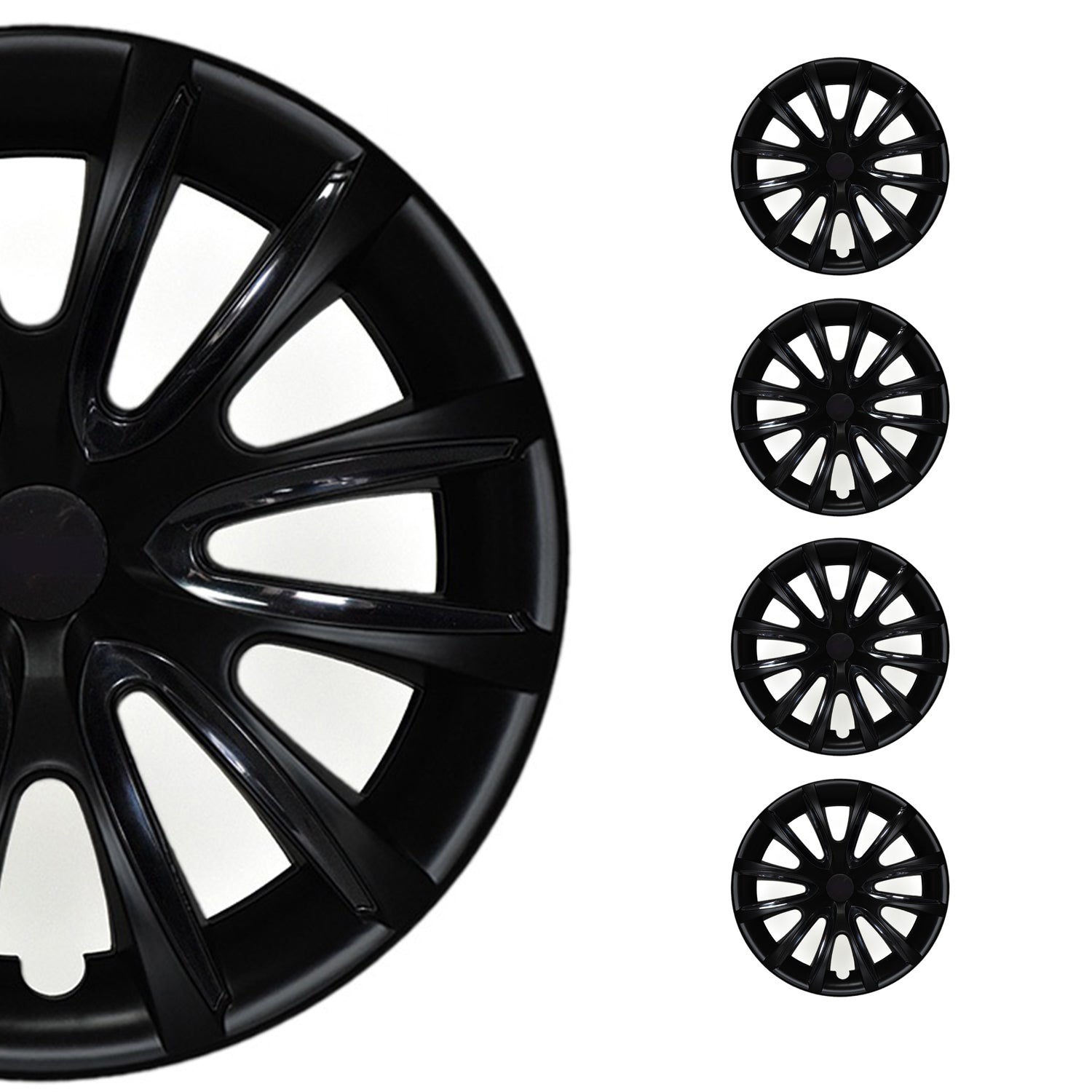 Bicolo Hub Caps Wheel Cover 14" Black Matt & Black Full Set 4 pcs.