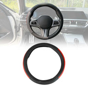 14.5-15.5’’ Steering Wheel Cover Half Moon Red Leather Anti-slip Breathable