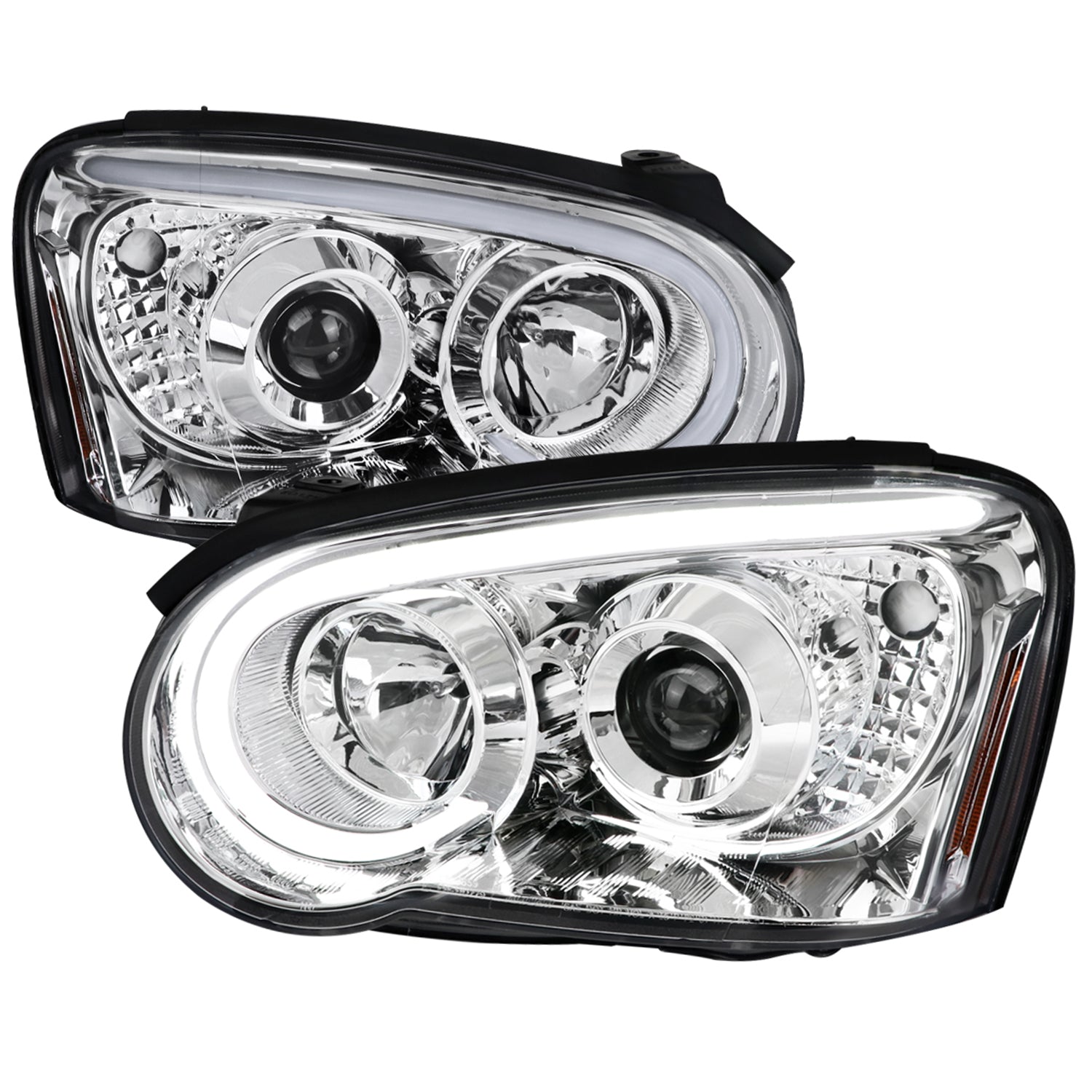 2004-2005 Subaru Impreza WRX/STI Outback Headlights LED Light Bar Chrome