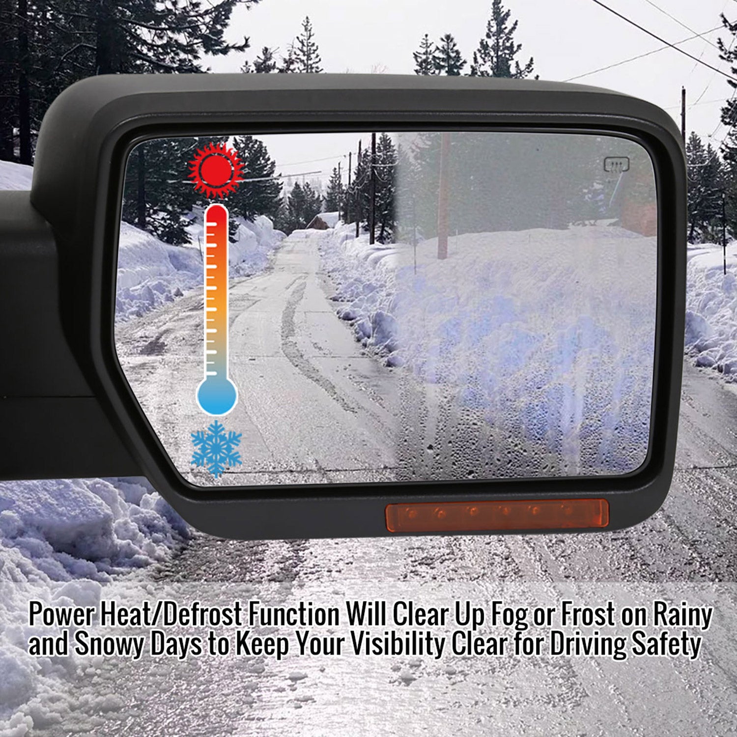 2007-2014 Ford F-150 Chrome Heated Side Mirror Amber & Puddle Passenger Side