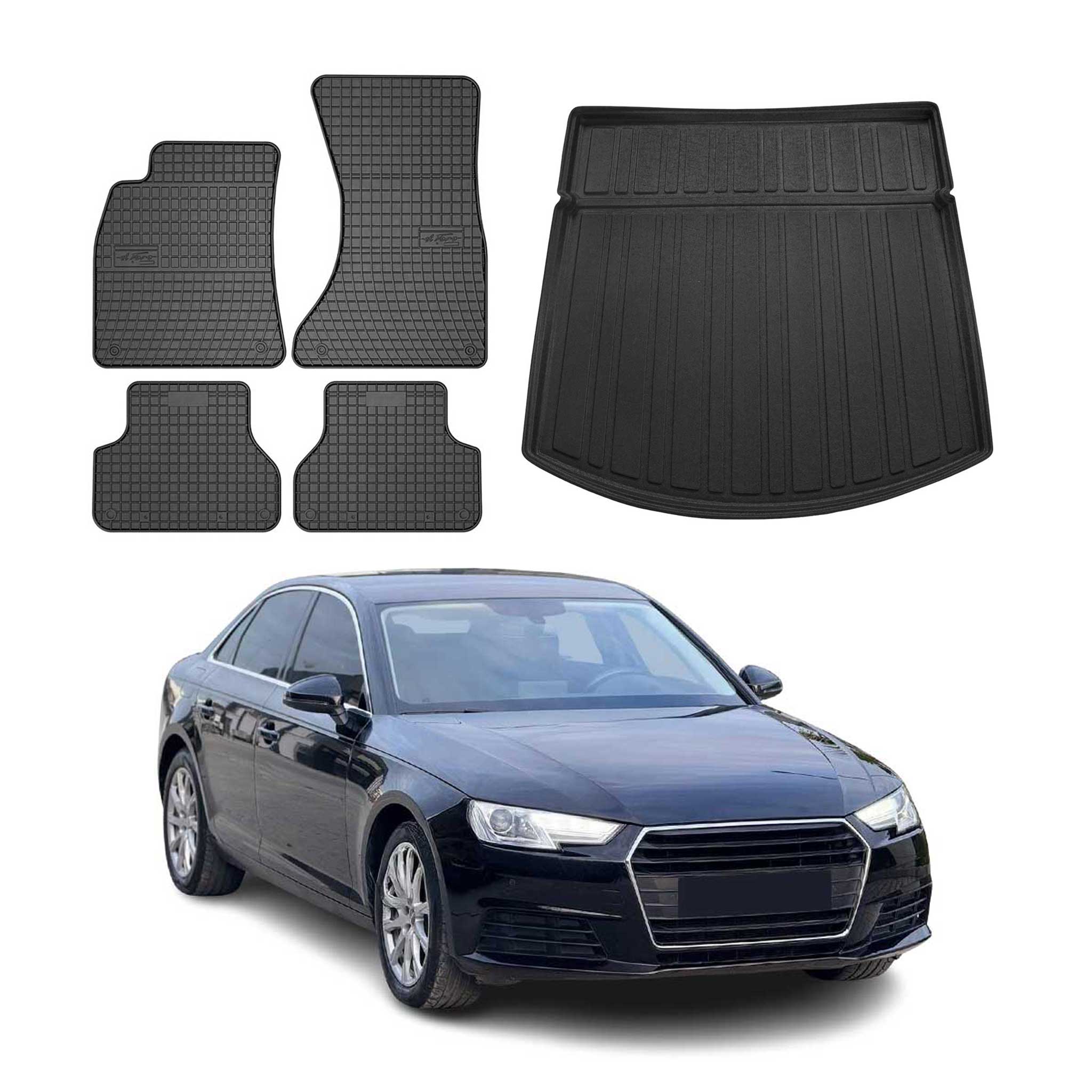 2017-2025 Audi A4 Sedan Floor Mats & Cargo Liner Full Set All Weather Black