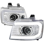 2007-2013 Chevy Avalanche/ 07-2014 Tahoe Suburban LED C-Bar Headlights Chrome