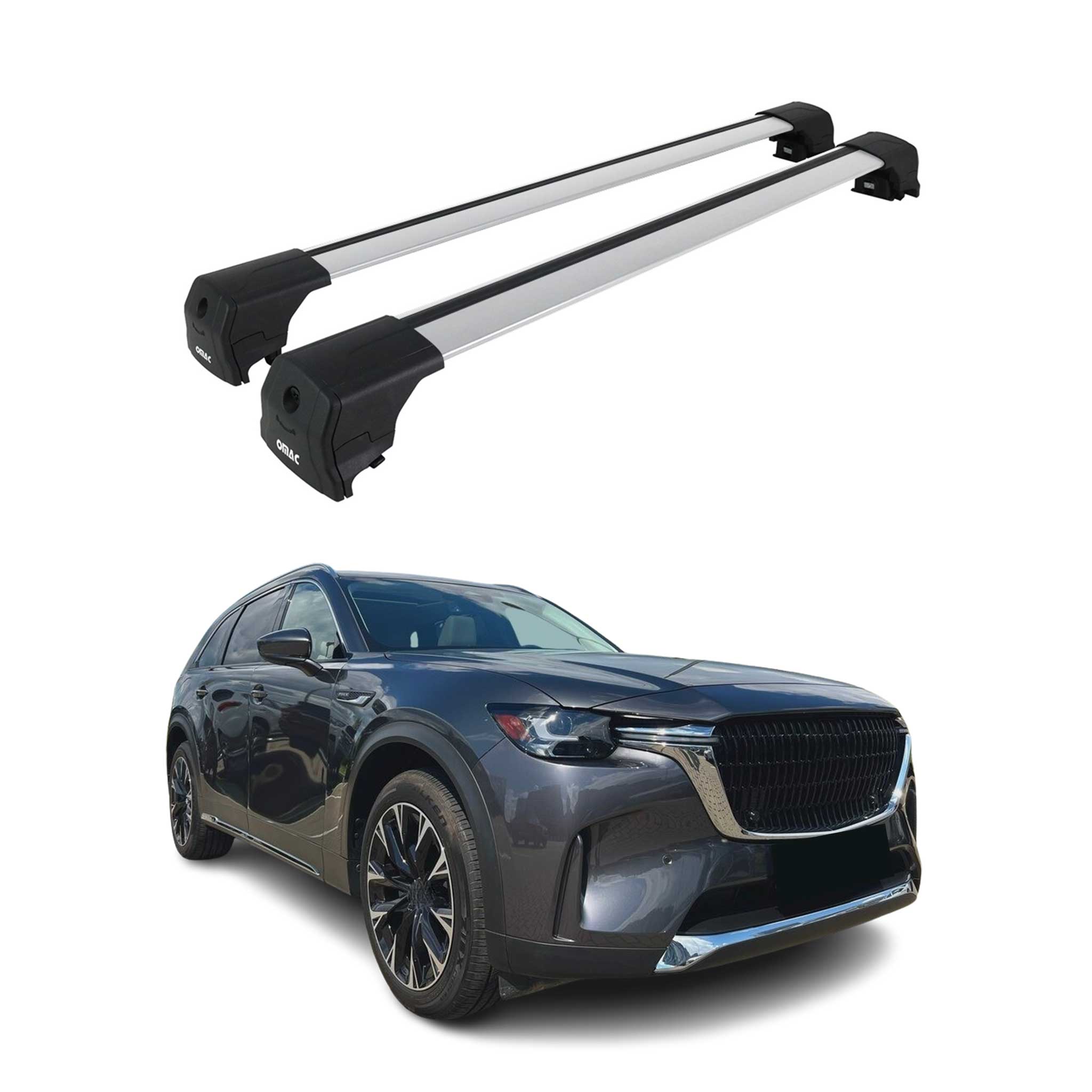 2024-2025 Mazda CX-90 Roof Rack Cross Bars Luggage Carrier Alu Gray 2x