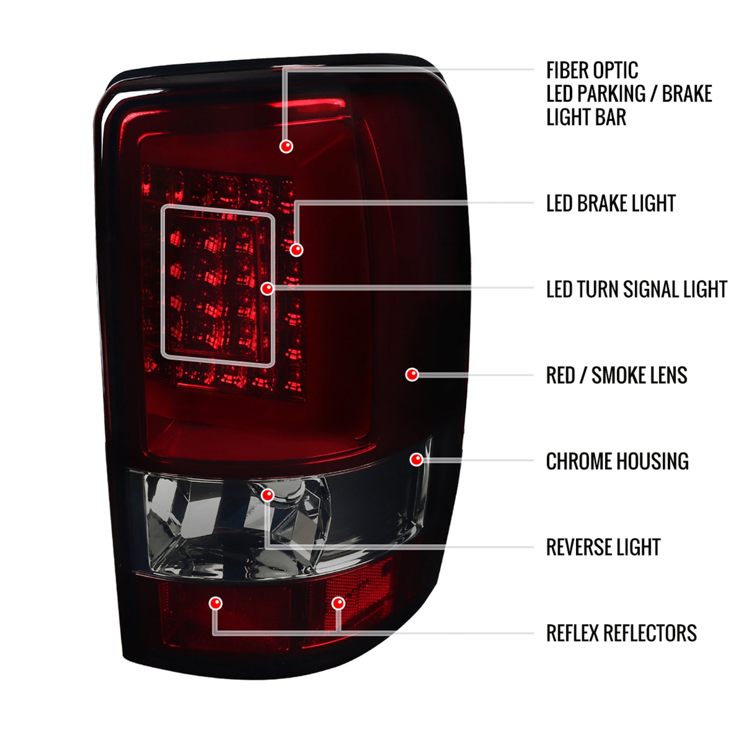 2000-2006 Chevy Suburban/Tahoe/Yukon/Yukon XL LED C Bar Tail Lights Red Smoke