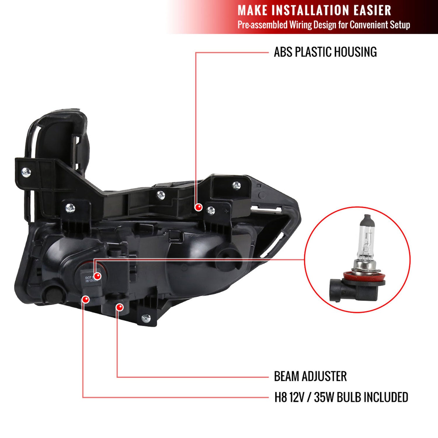 2017-2018 Nissan Rogue H8 Fog Lights Kit Chrome Housing/Clear Lens