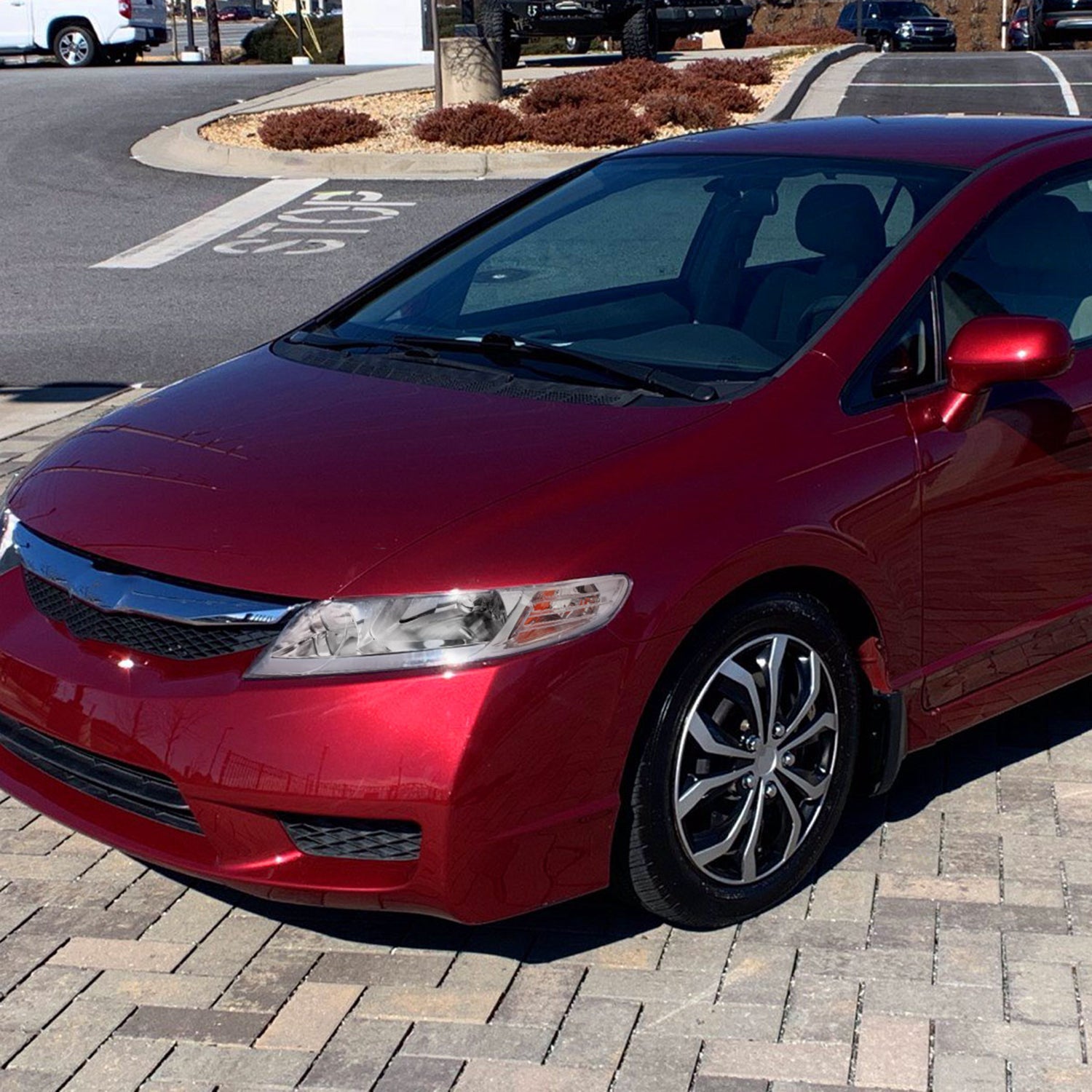 2006-2011 Honda Civic 4DR Sedan Factory Headlights w/LED Strip Chrome/Clear